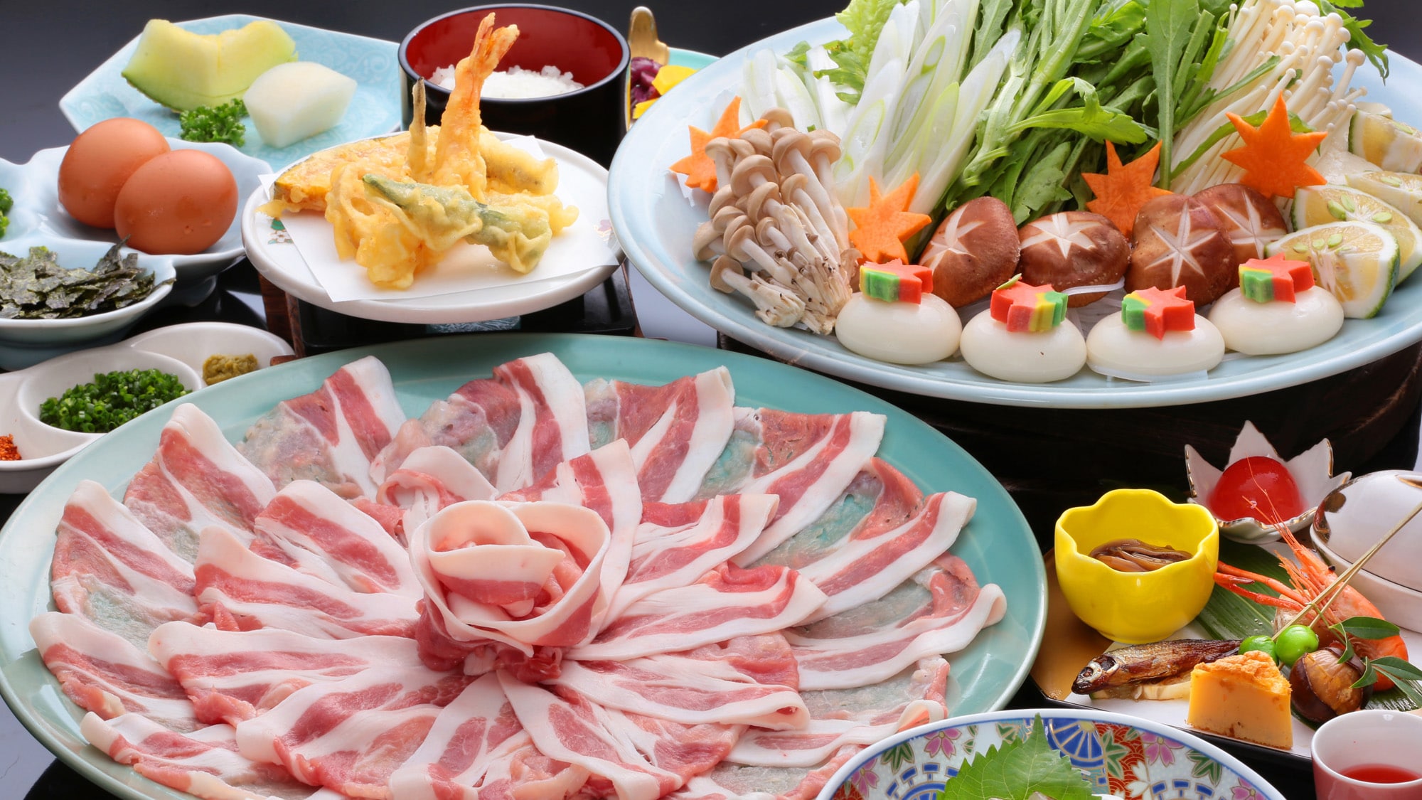Local Ukiha brand pork "Mino Ubuta" shabu-shabu course / example
