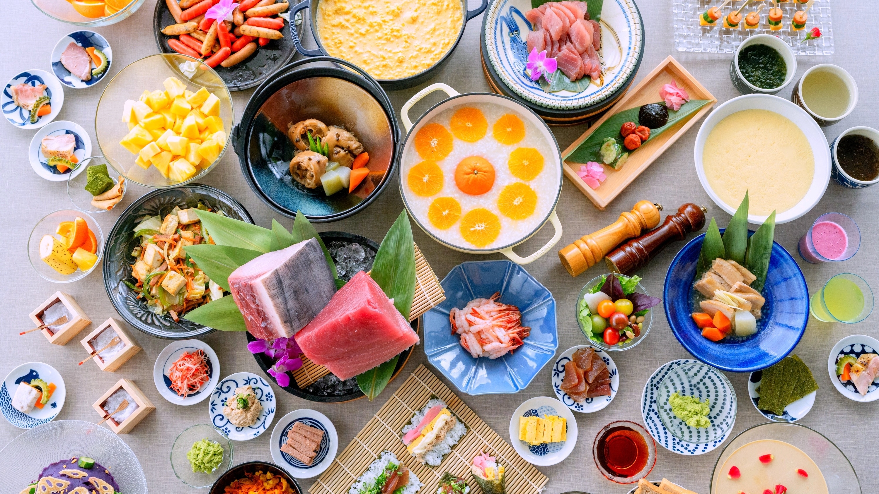 조식 전 70품 이상의 일식・류큐 요리 뷔페