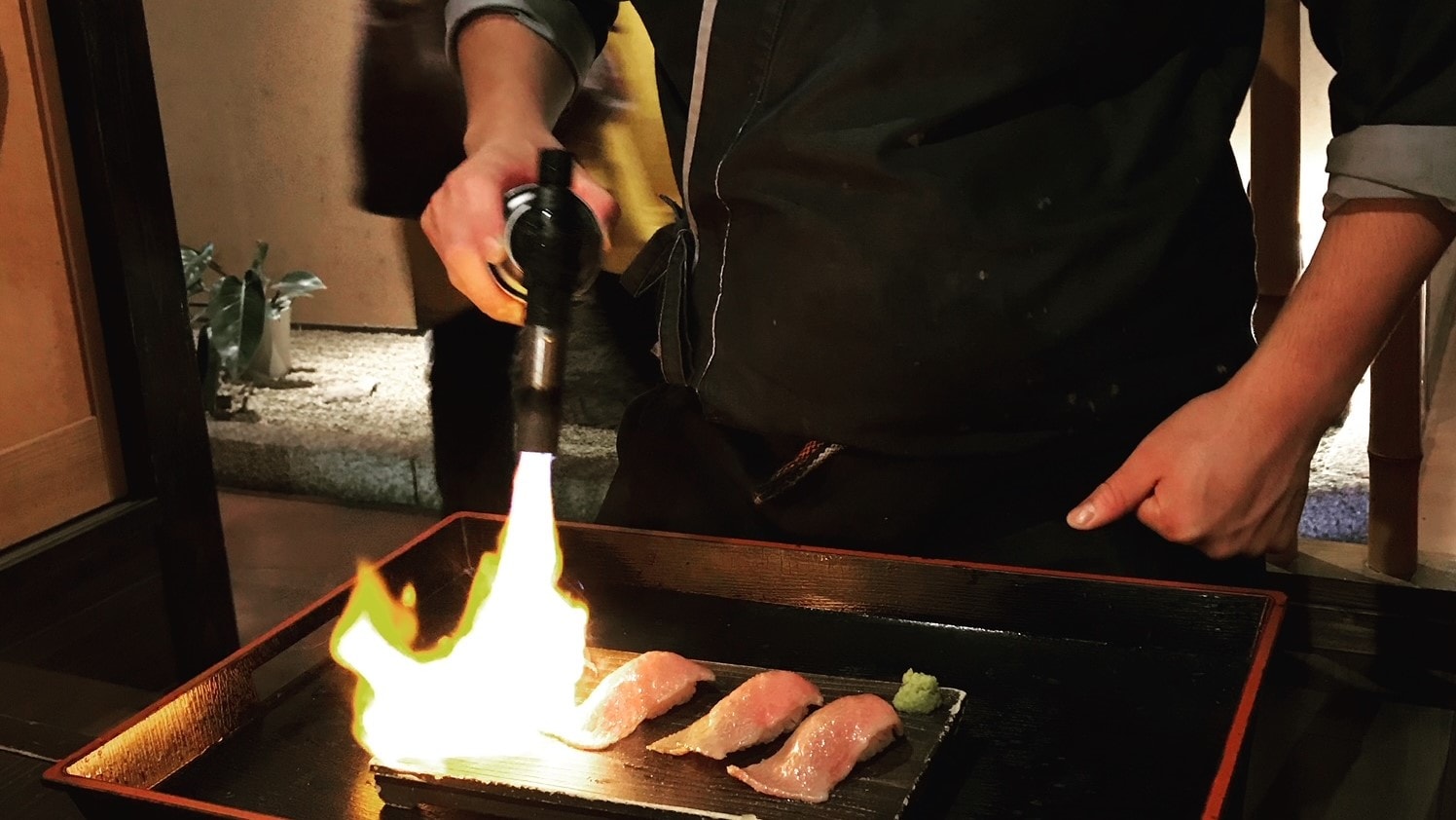 Grilled Miyazaki Beef Otoro Nigiri by Taisho