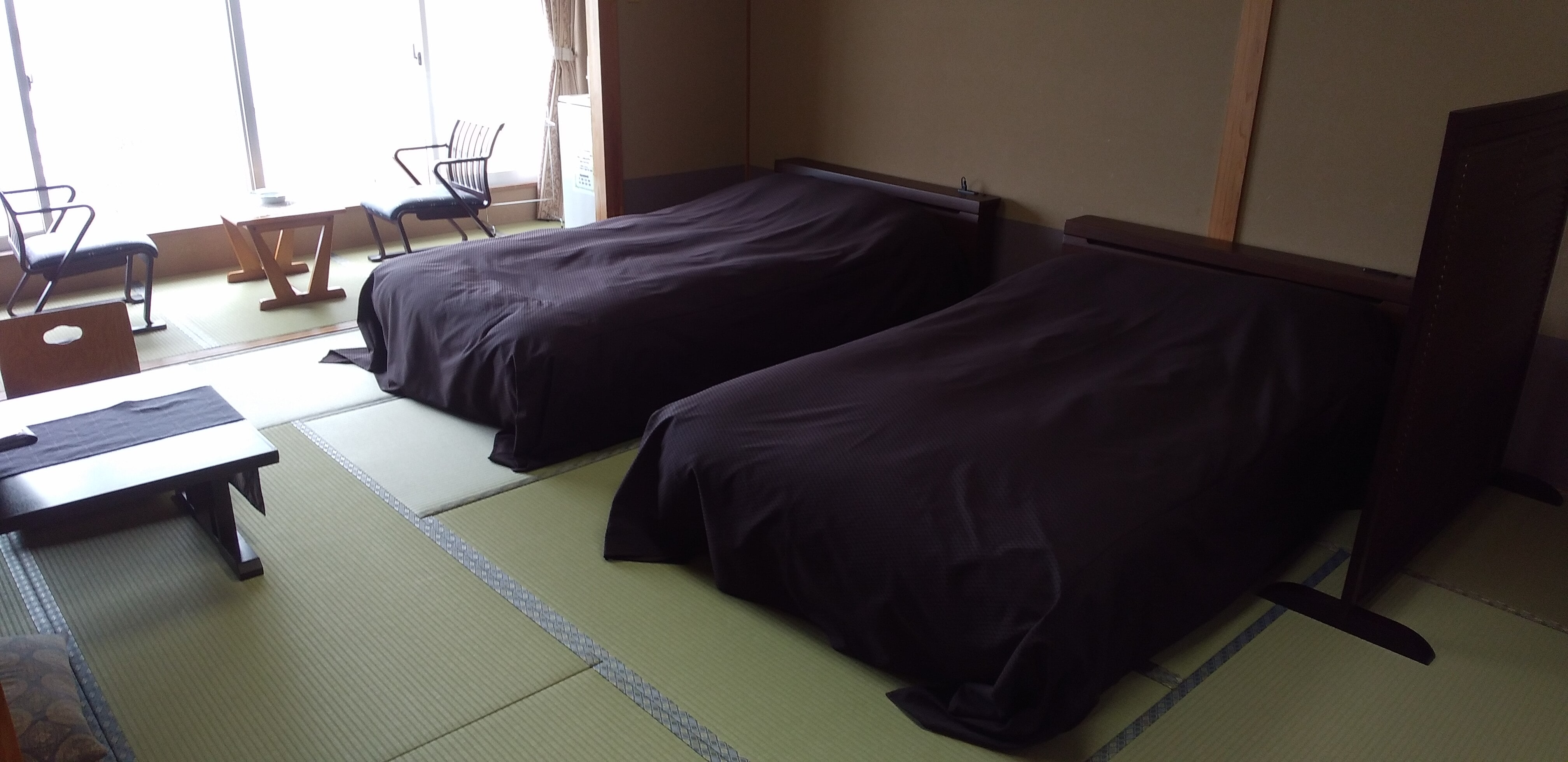 Japanese-style room with 14 tatami mats and two beds