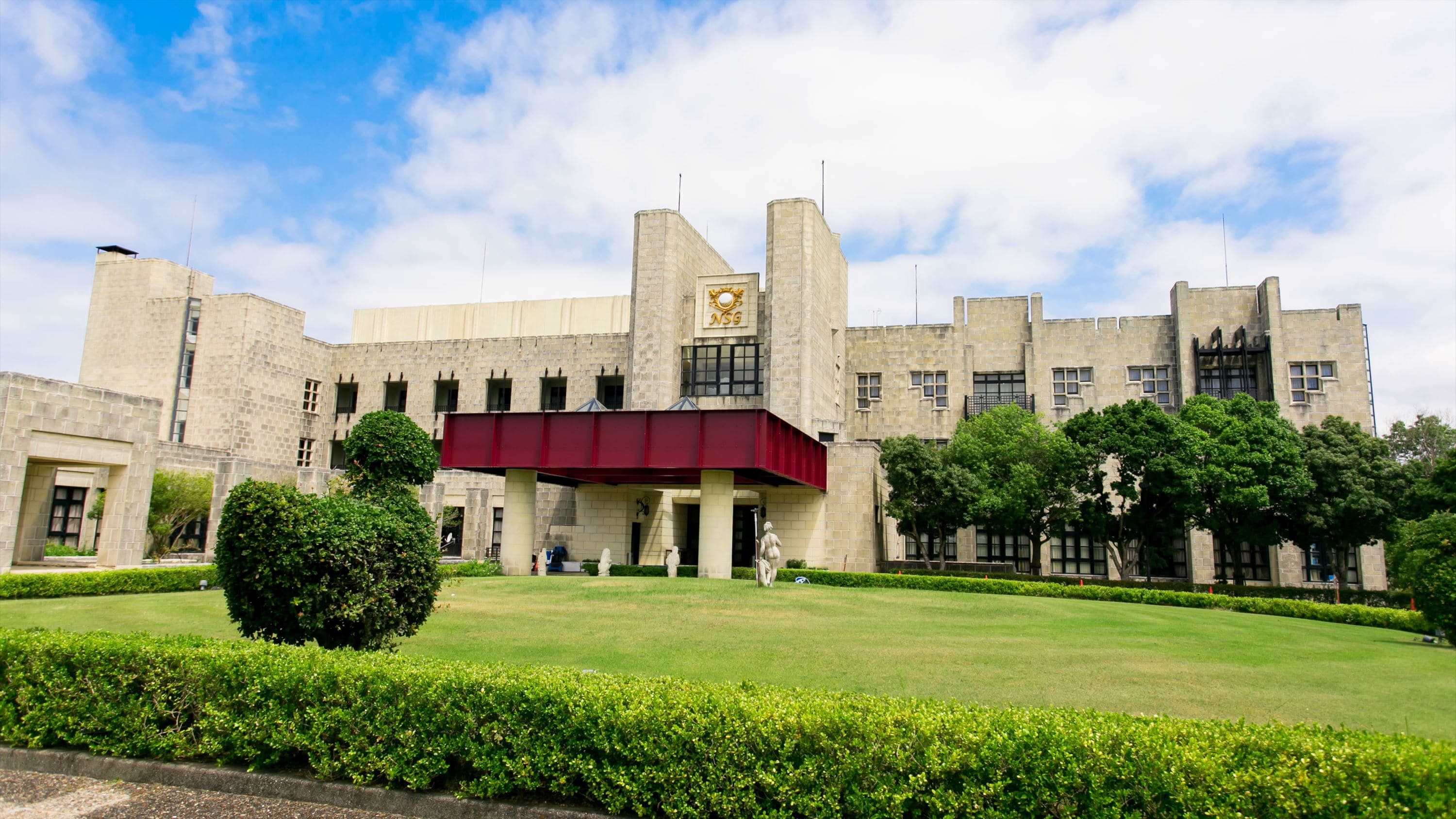 The exterior is modeled after an old castle