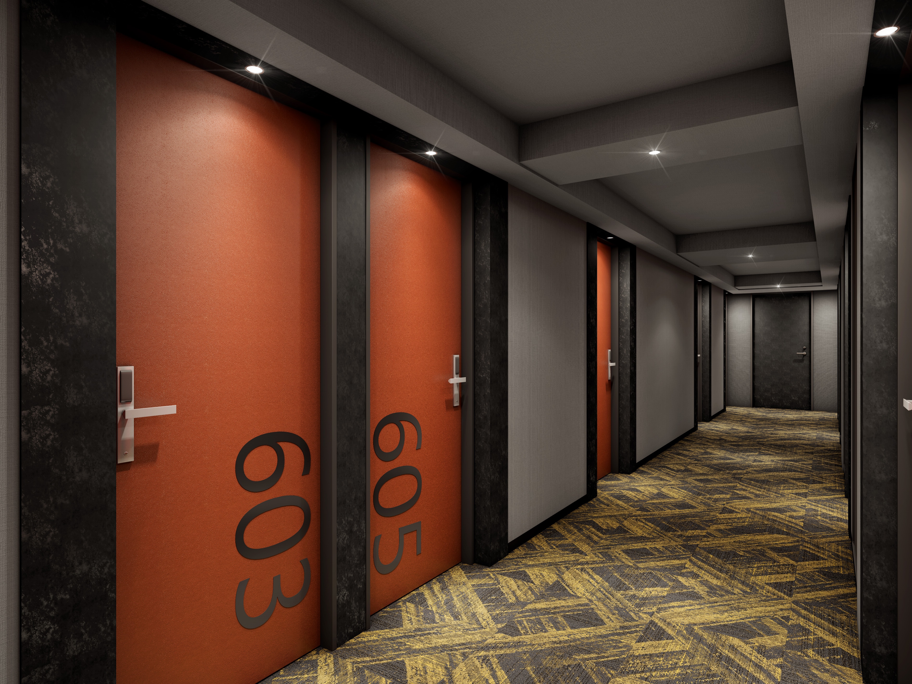 Guest room floor corridor
