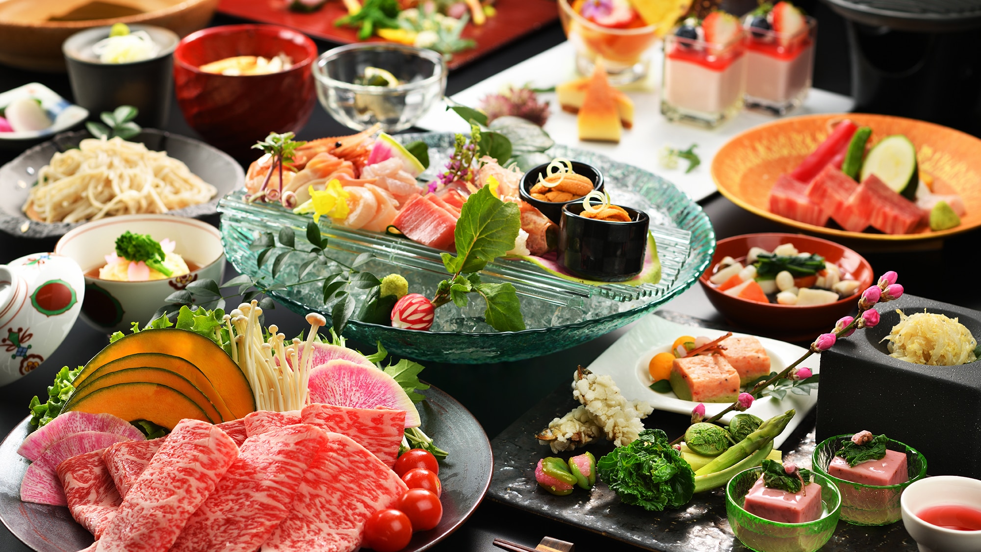 ■【Konjyakutei Special Kaiseki -Matsu-】รูปภาพ■เพลิดเพลินไปกับฤดูกาลด้วยตาของคุณ สัมผัสด้วยกลิ่นหอม และลิ้มรสด้วยลิ้นของคุณ ด้วยอาหารเลิศรสหลากหลายชนิดจากเรียวกัง