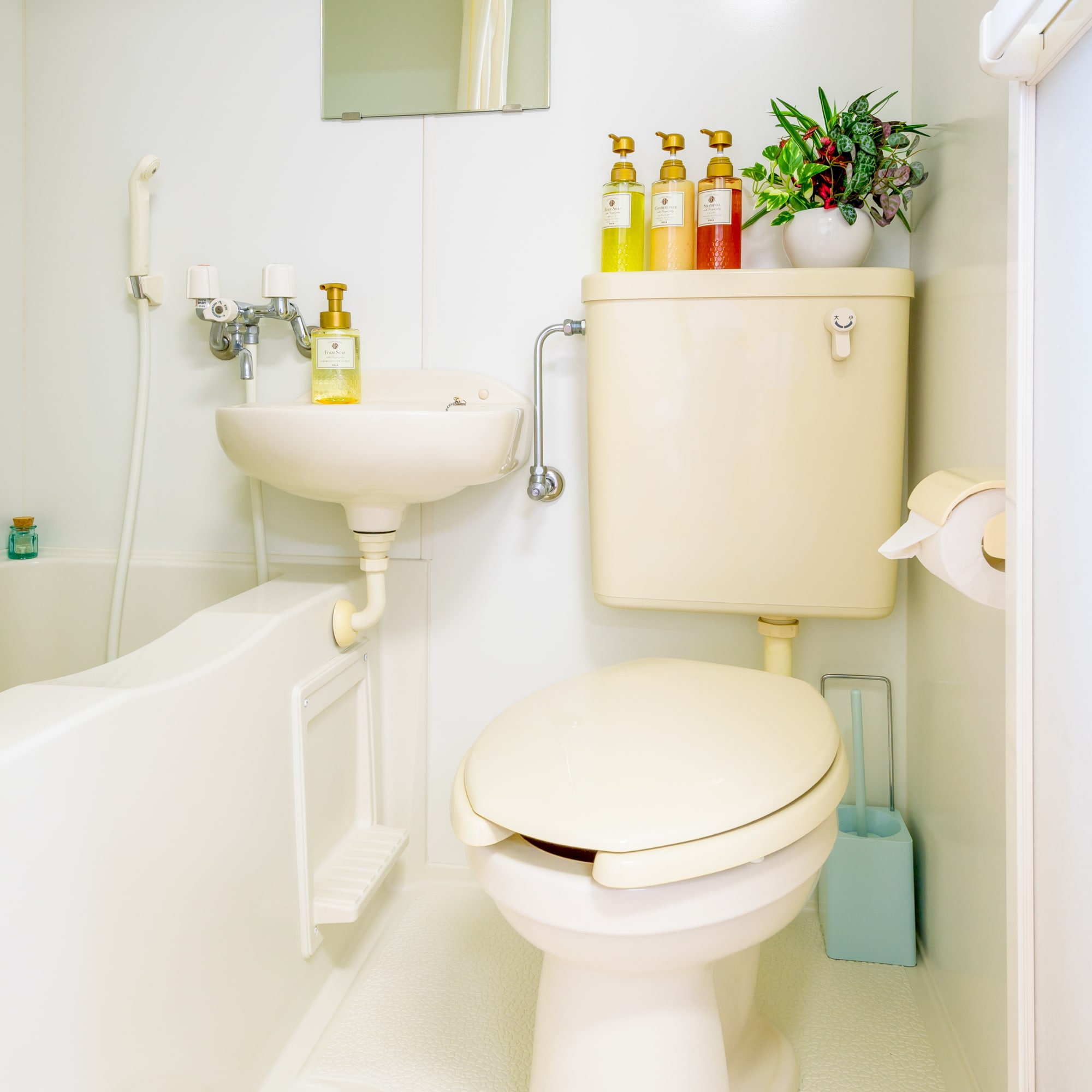 It is a simple and clean unit bath.