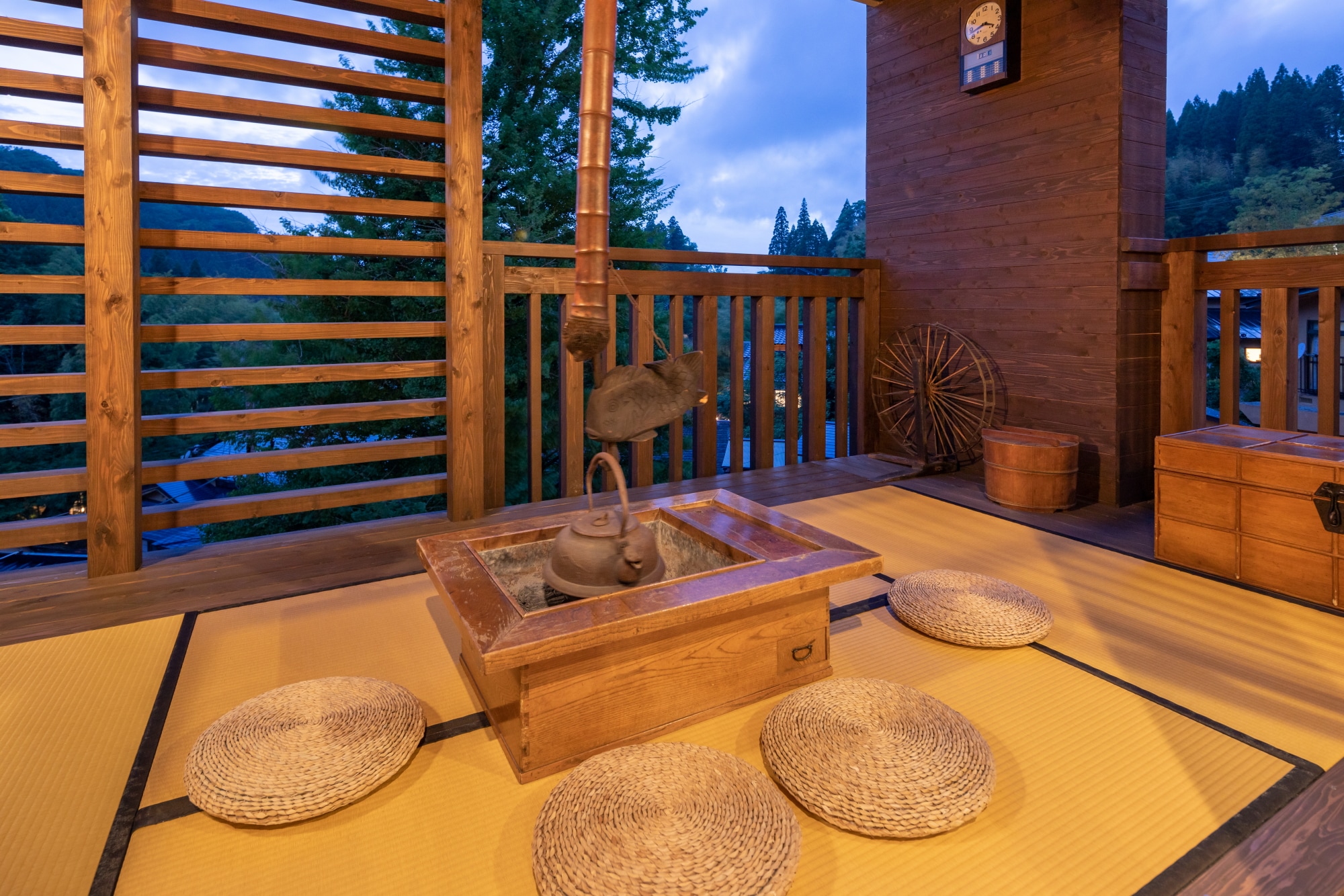 Lobby terrace hearth