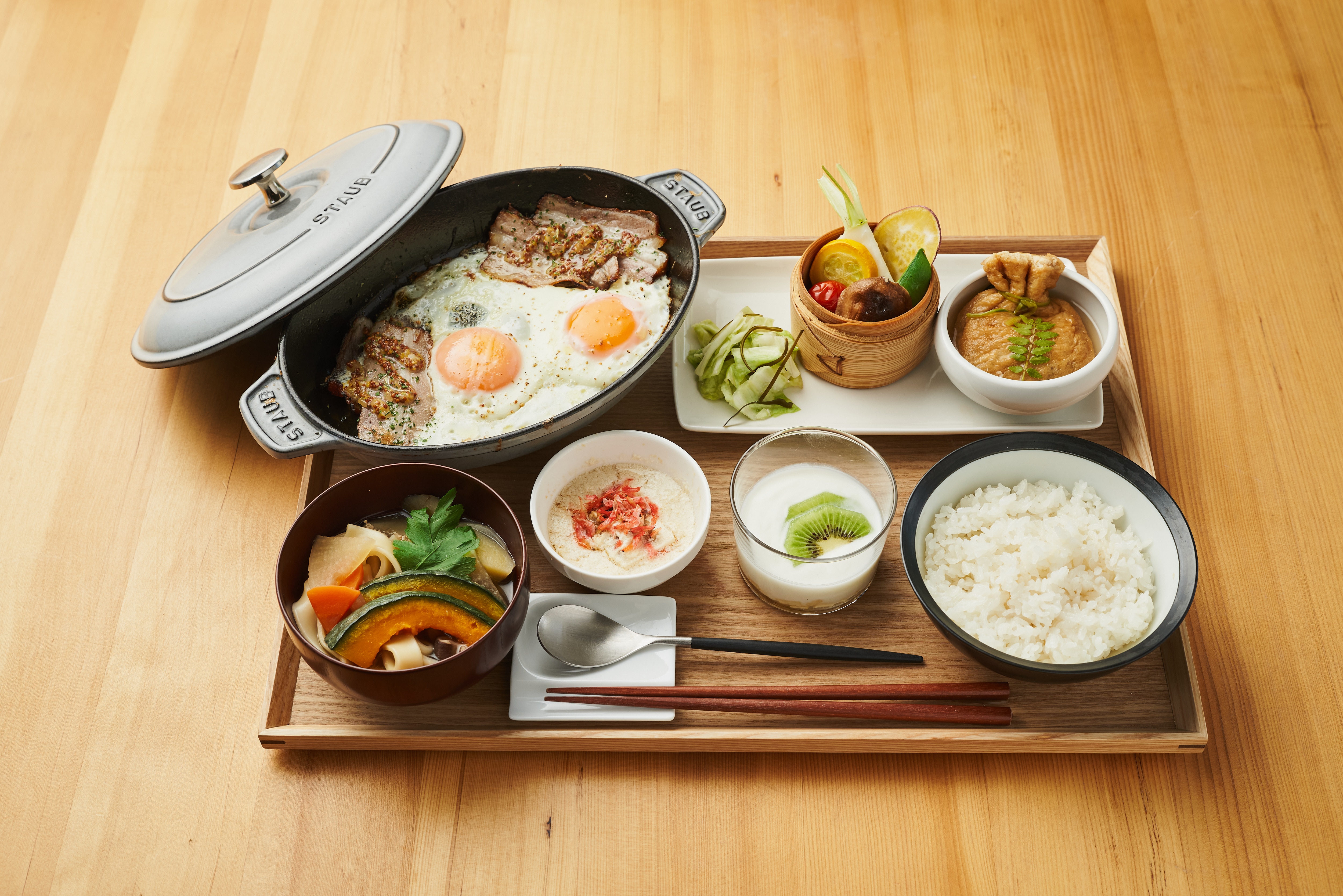 [Breakfast] Breakfast course including firewood cuisine and Yamanashi cuisine "Houtou"