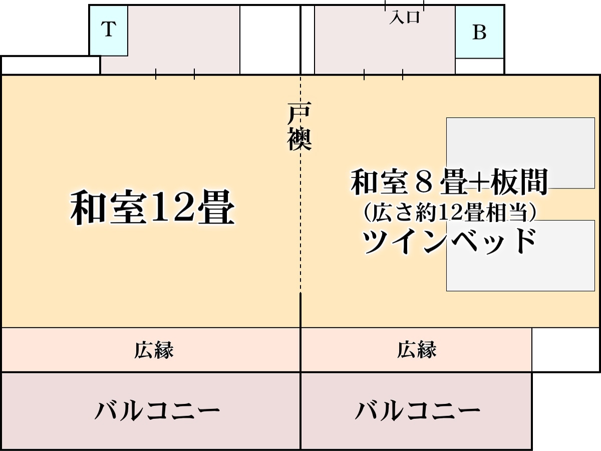 【2房A/帶陽台】海邊日式房間12張榻榻米+日式房間雙床方案