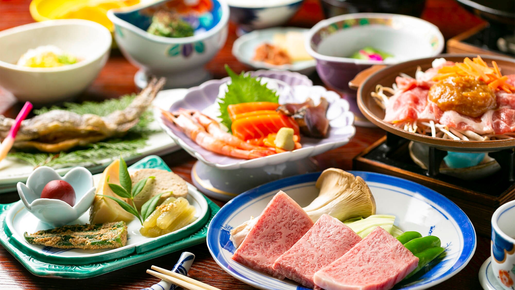 ・ [Supper example] You can enjoy "Oku-Hida treats" such as mountains, river products, and specialty Hida beef.