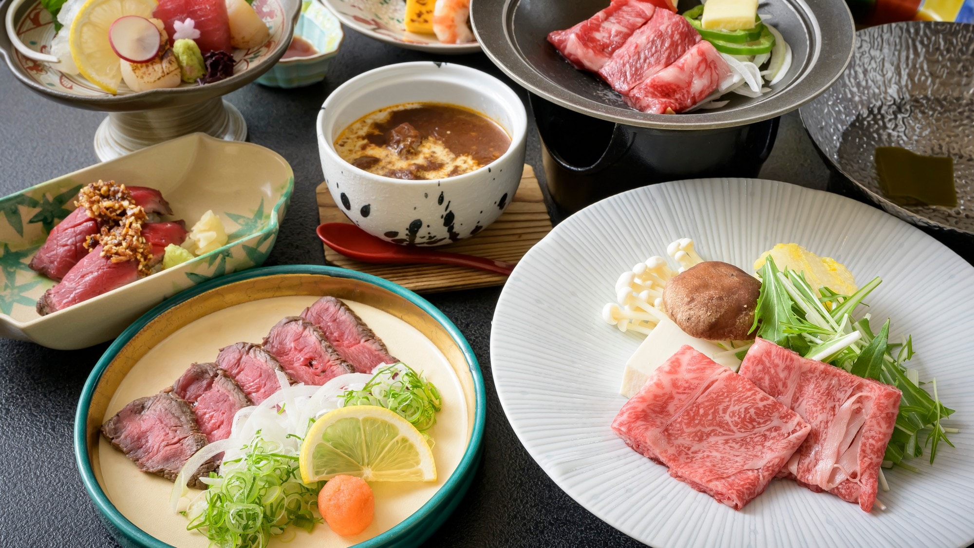 【神戸牛尽くし会席】握り、たたき、ステーキほか美食神戸のブランド牛をご堪能ください。