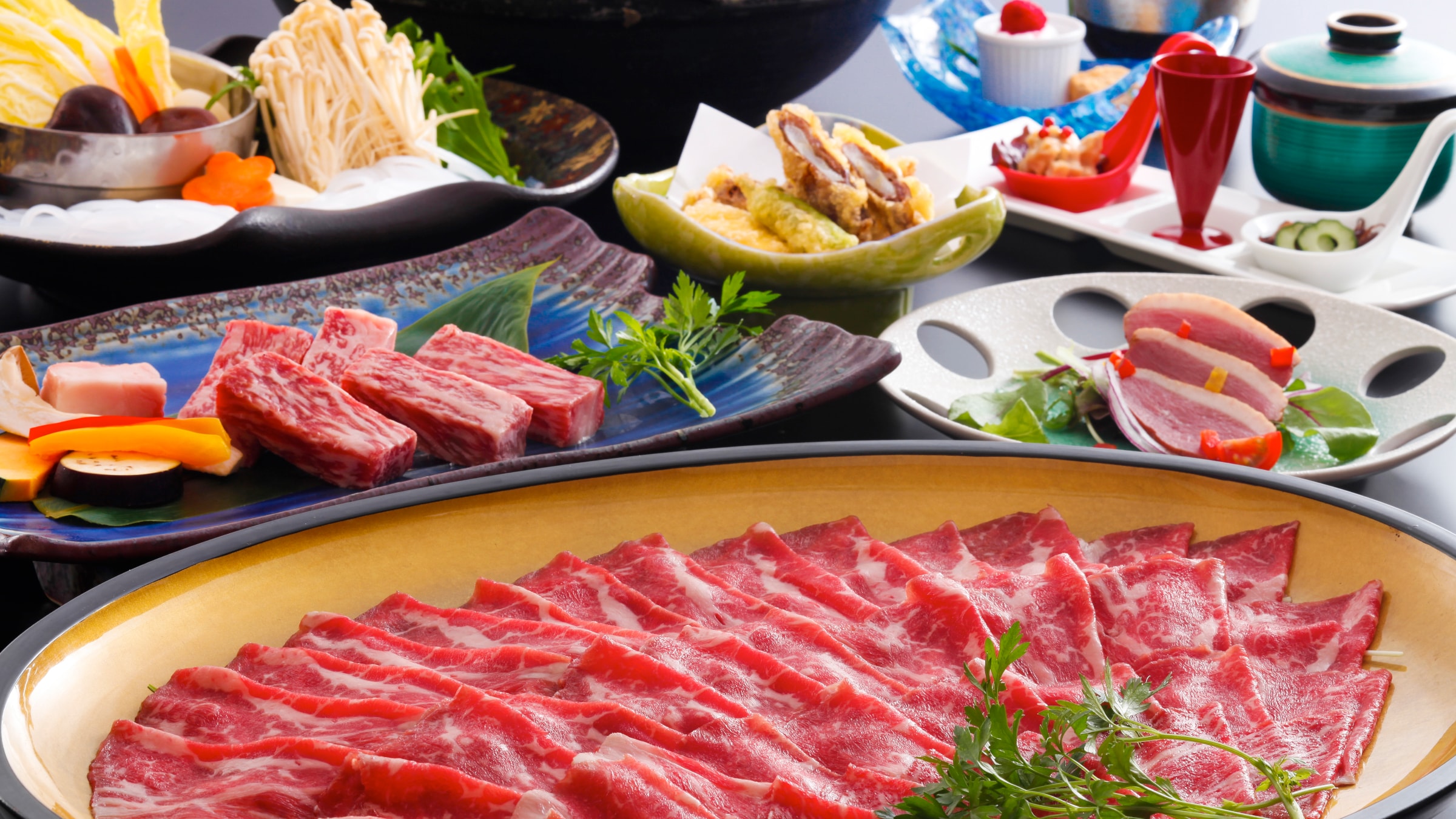 [Specially selected Japanese black beef shabu-shabu and steak] plan image