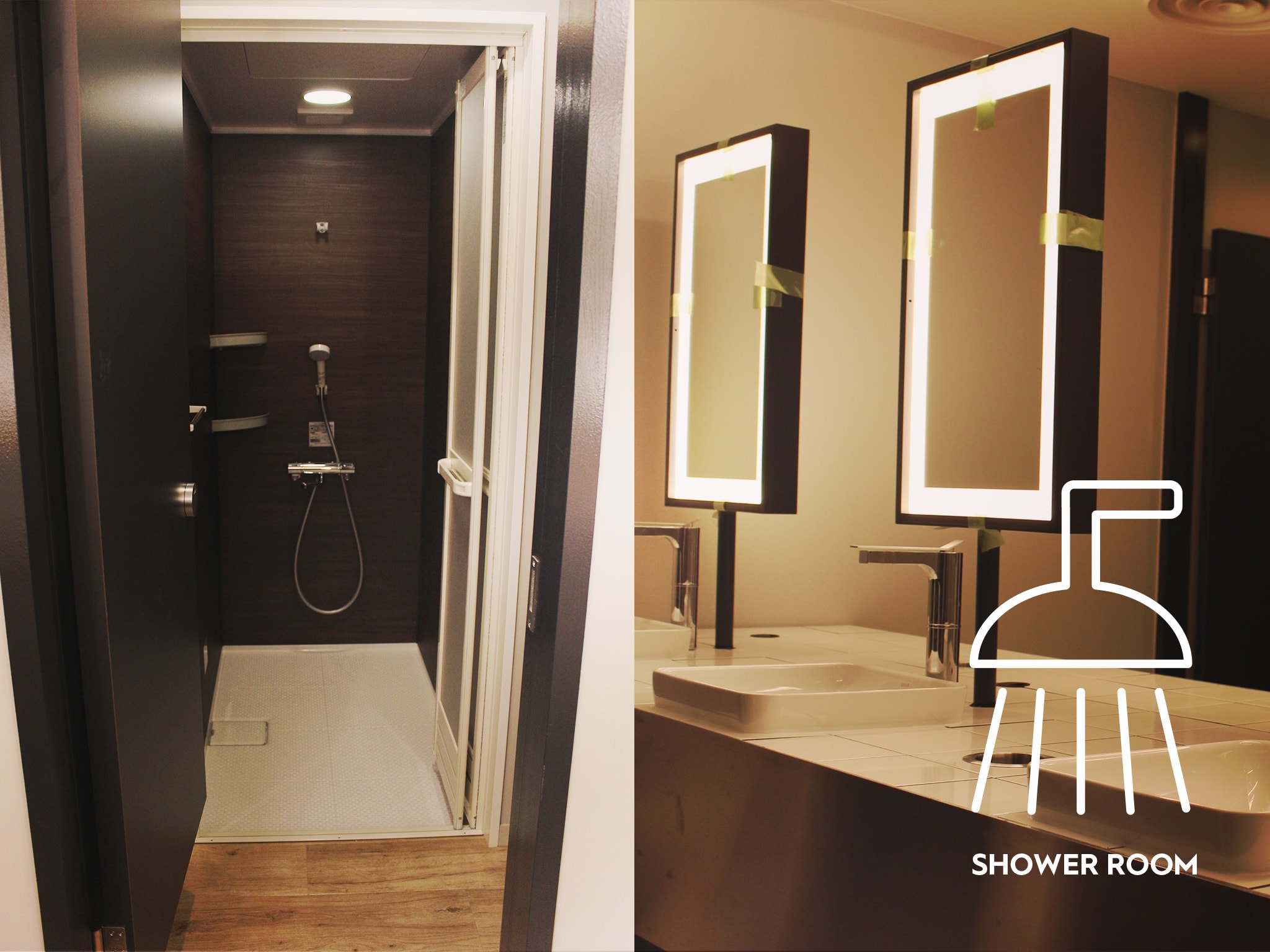 Shower room and attached washbasin