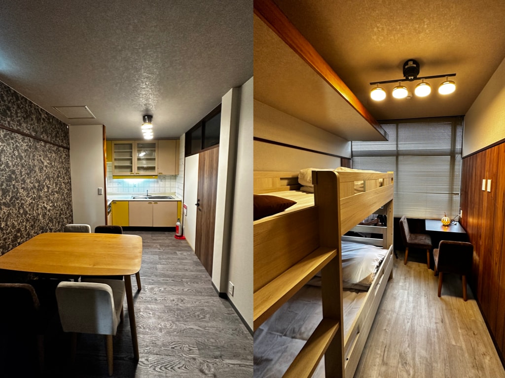 There is a shared kitchen at the entrance to the twin room.