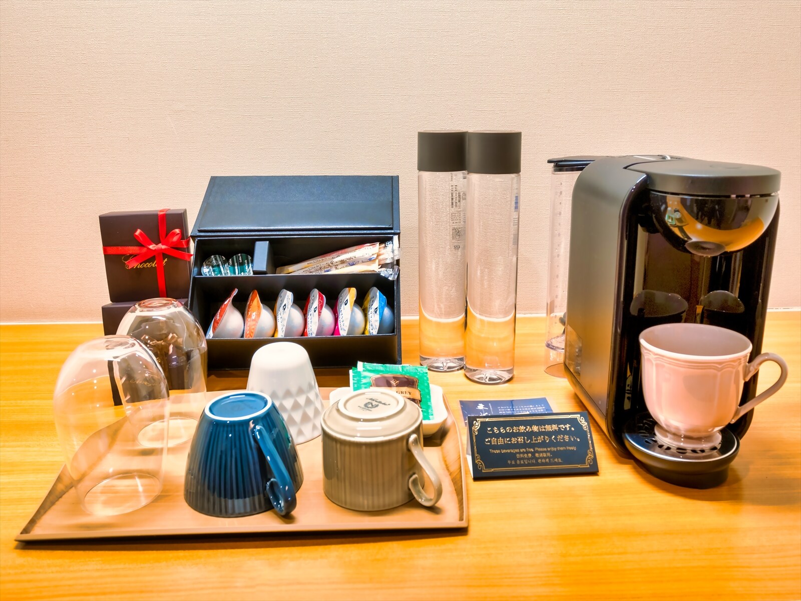 Coffee drip machine in guest room
