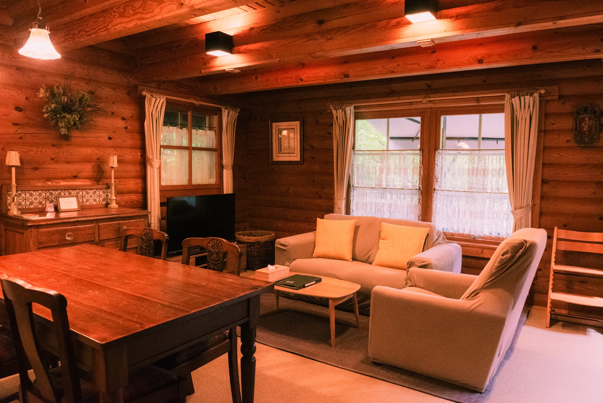 Log house living room new