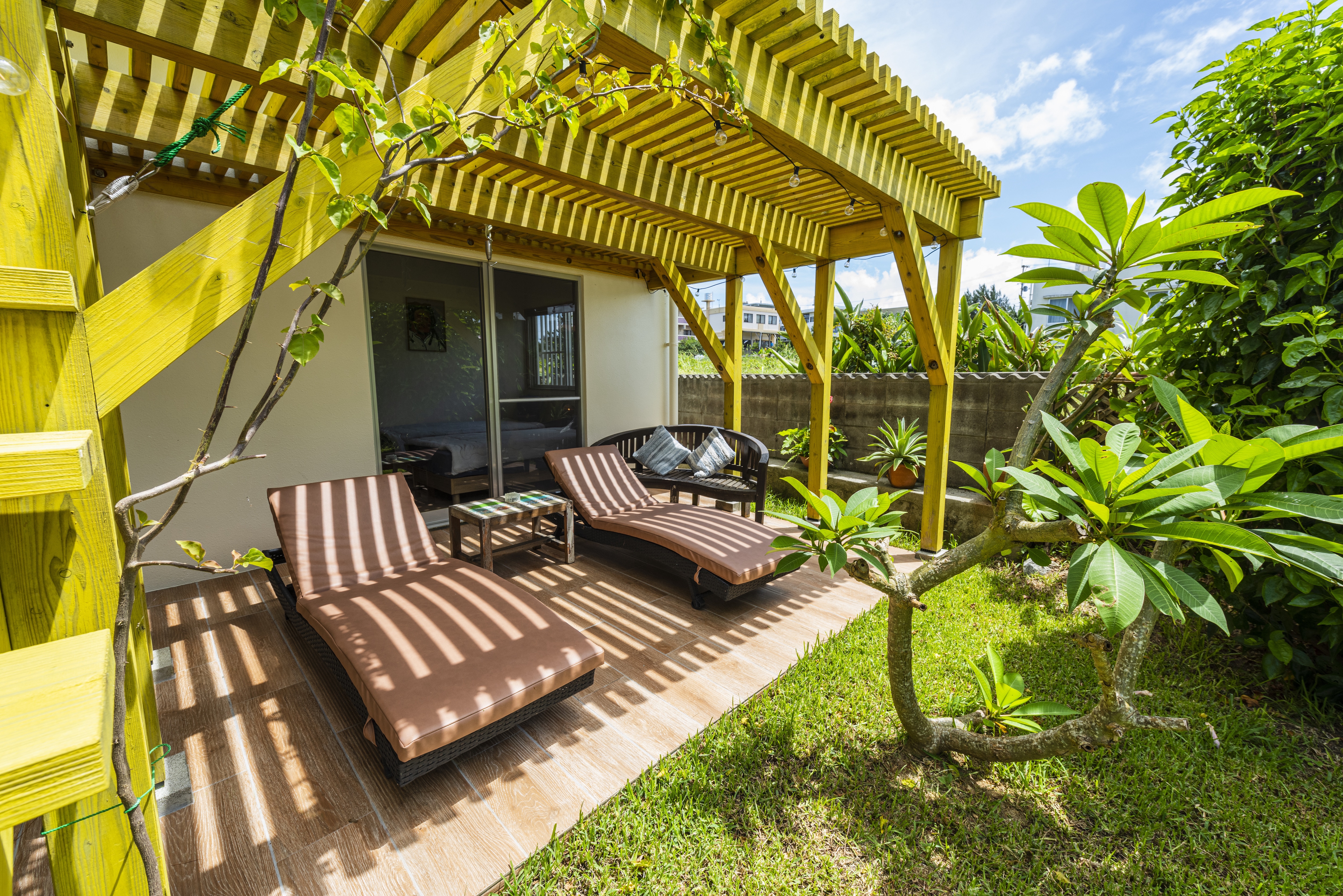 Pergola in front of Room 1
