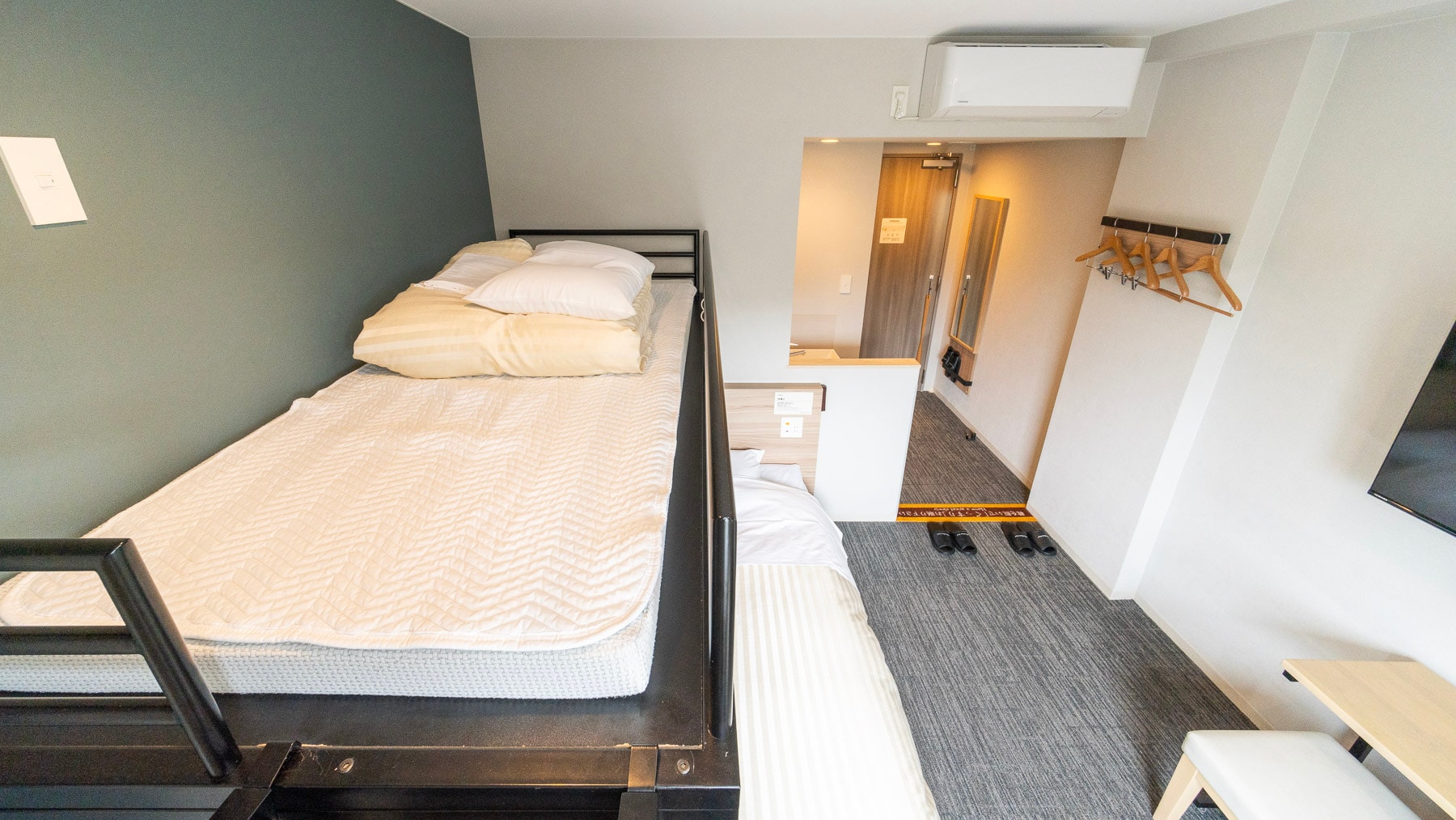 The loft area can also be used to store luggage.