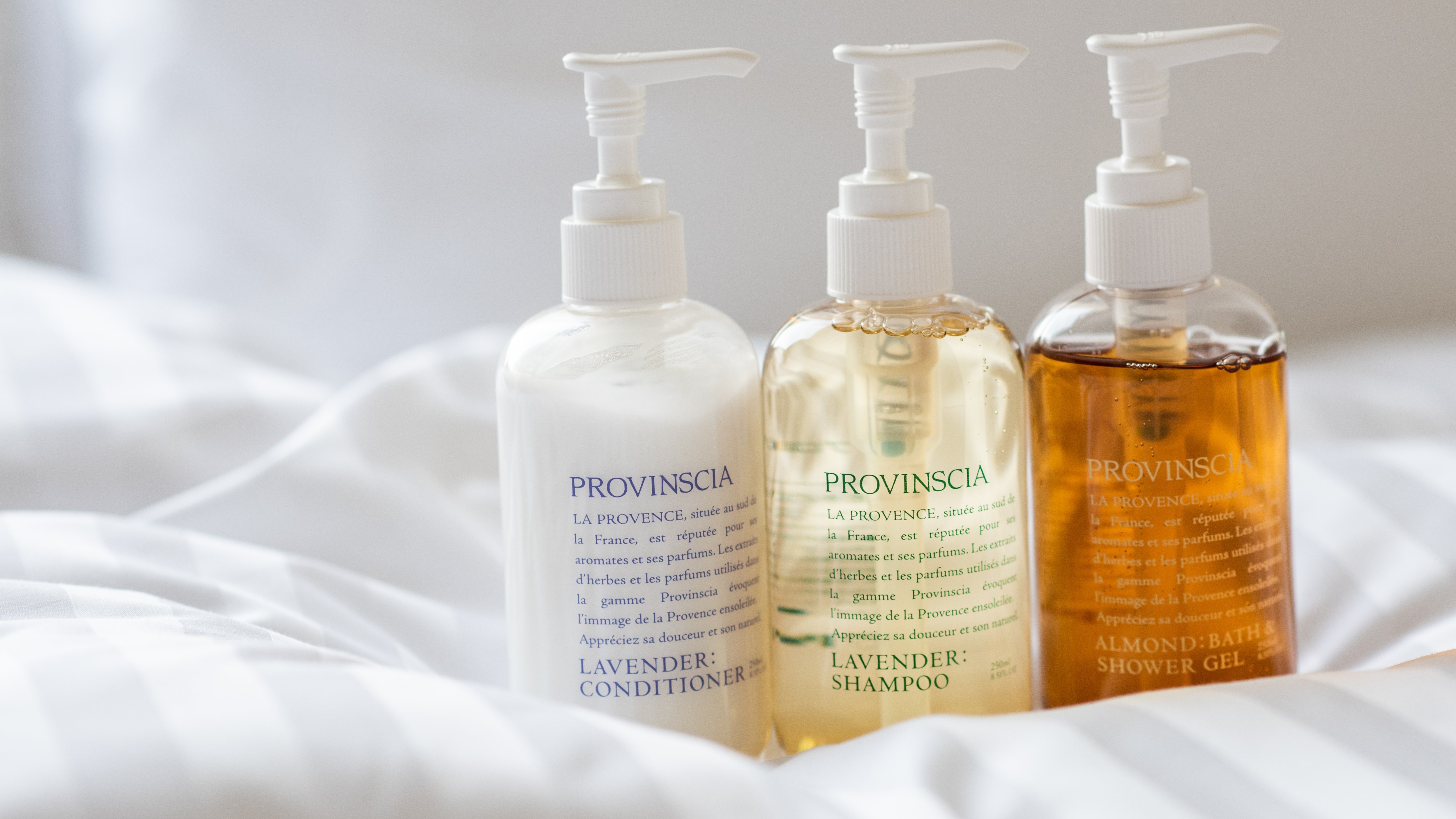 The popular "Provancia" series of shampoos in the guest rooms