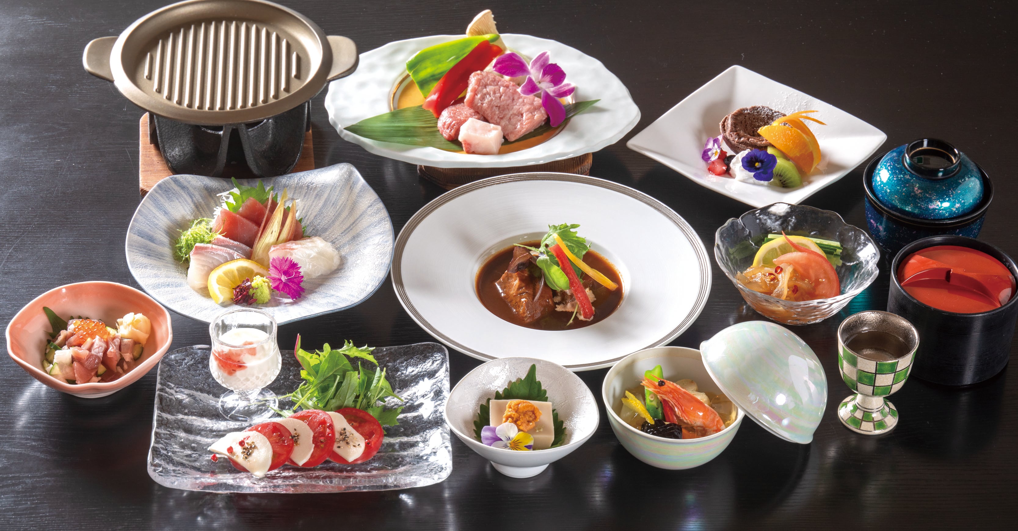 Hidangan Kaiseki Berwarna-warni