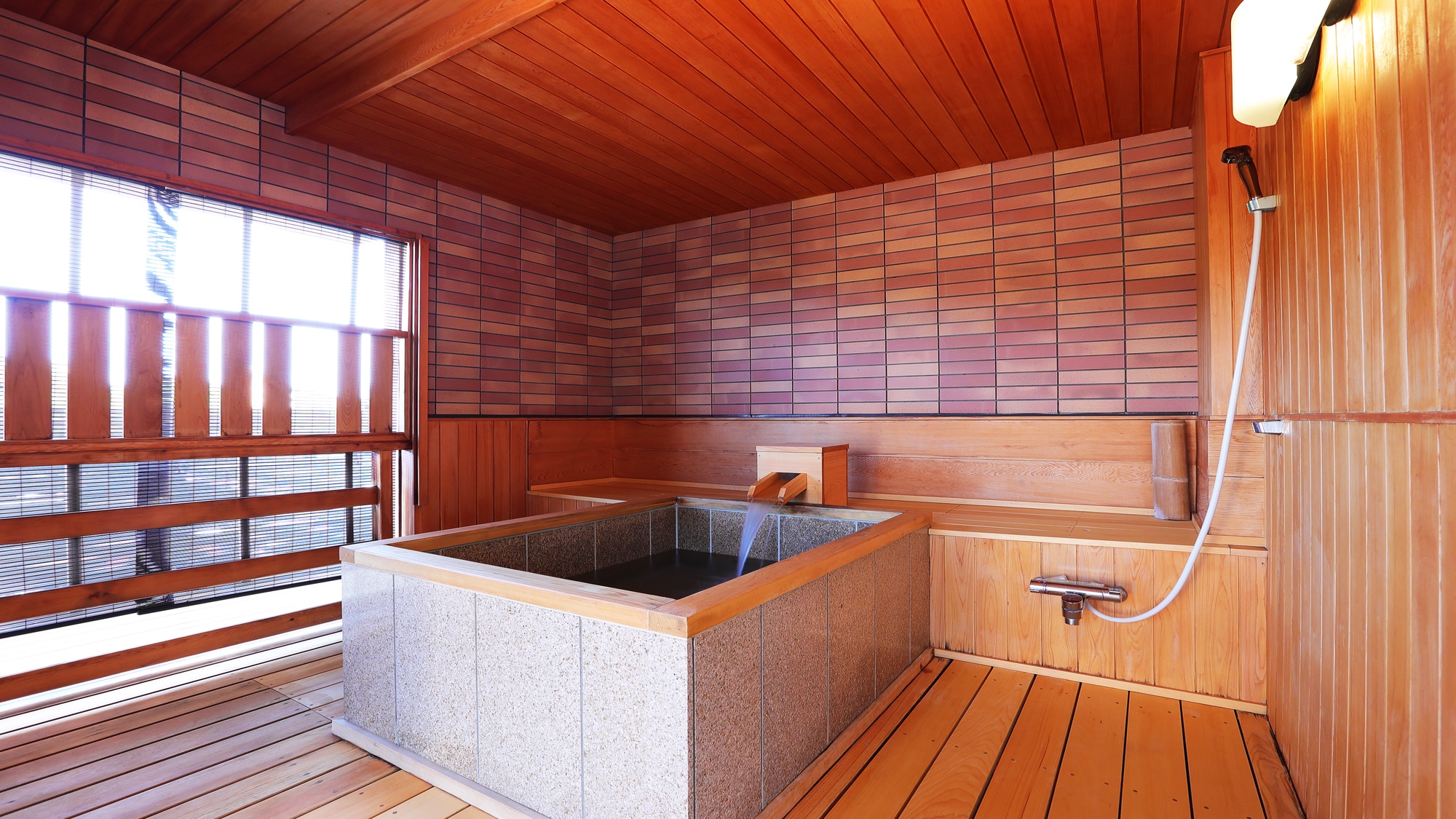 Modern Japanese style twin room with open-air bath