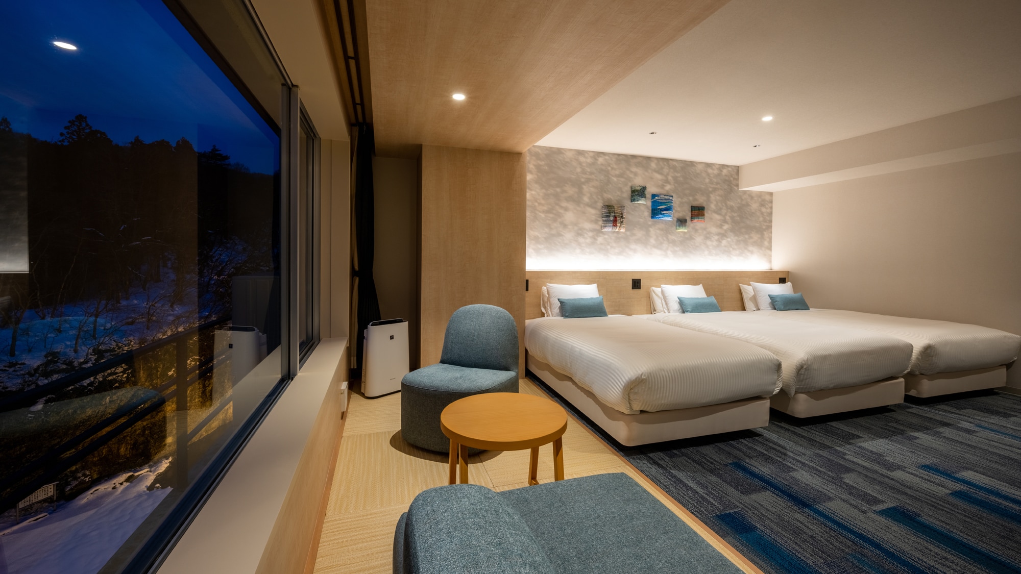 【溪流自然三人房/禁煙】日西合璧式房間，約41平方米，可容納3人，3張床