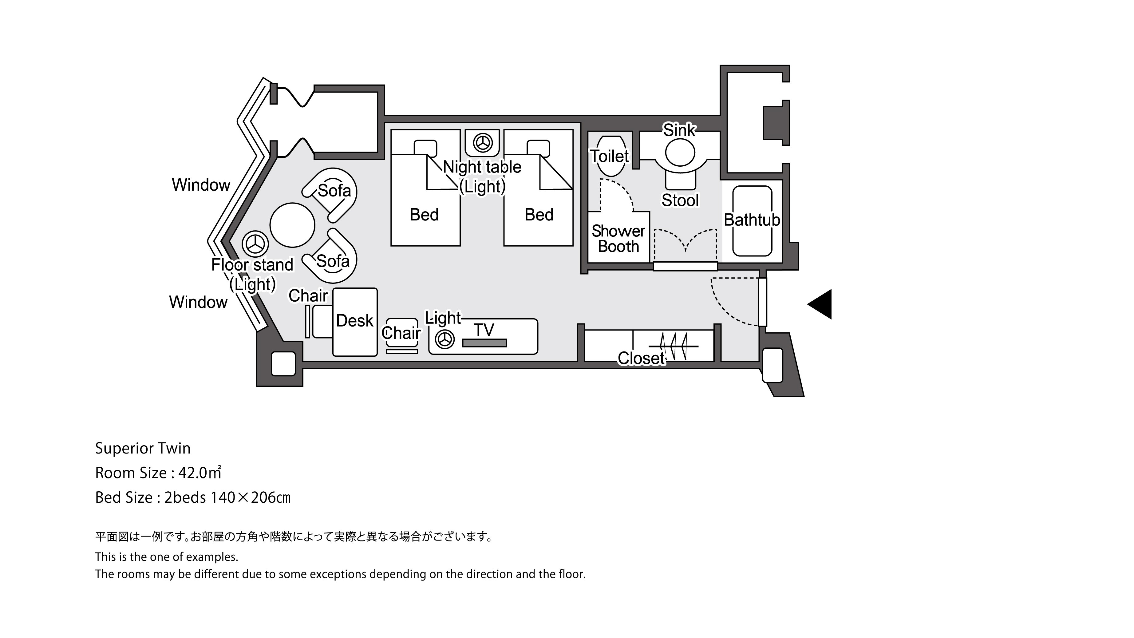  [Regular floor] Superior twin plan view image