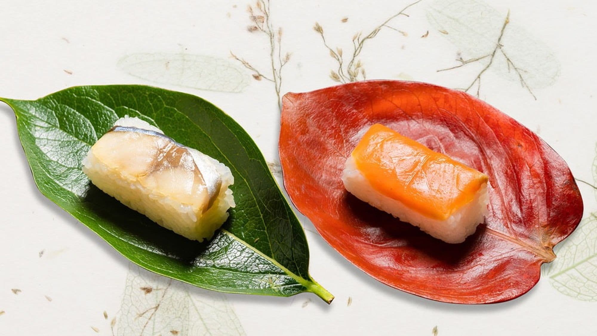 Persimmon leaf sushi