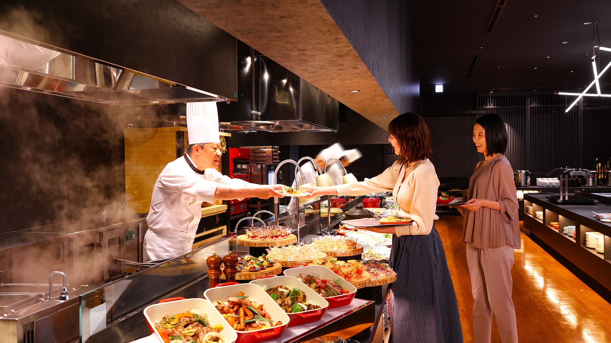 Dinner buffet with live kitchen