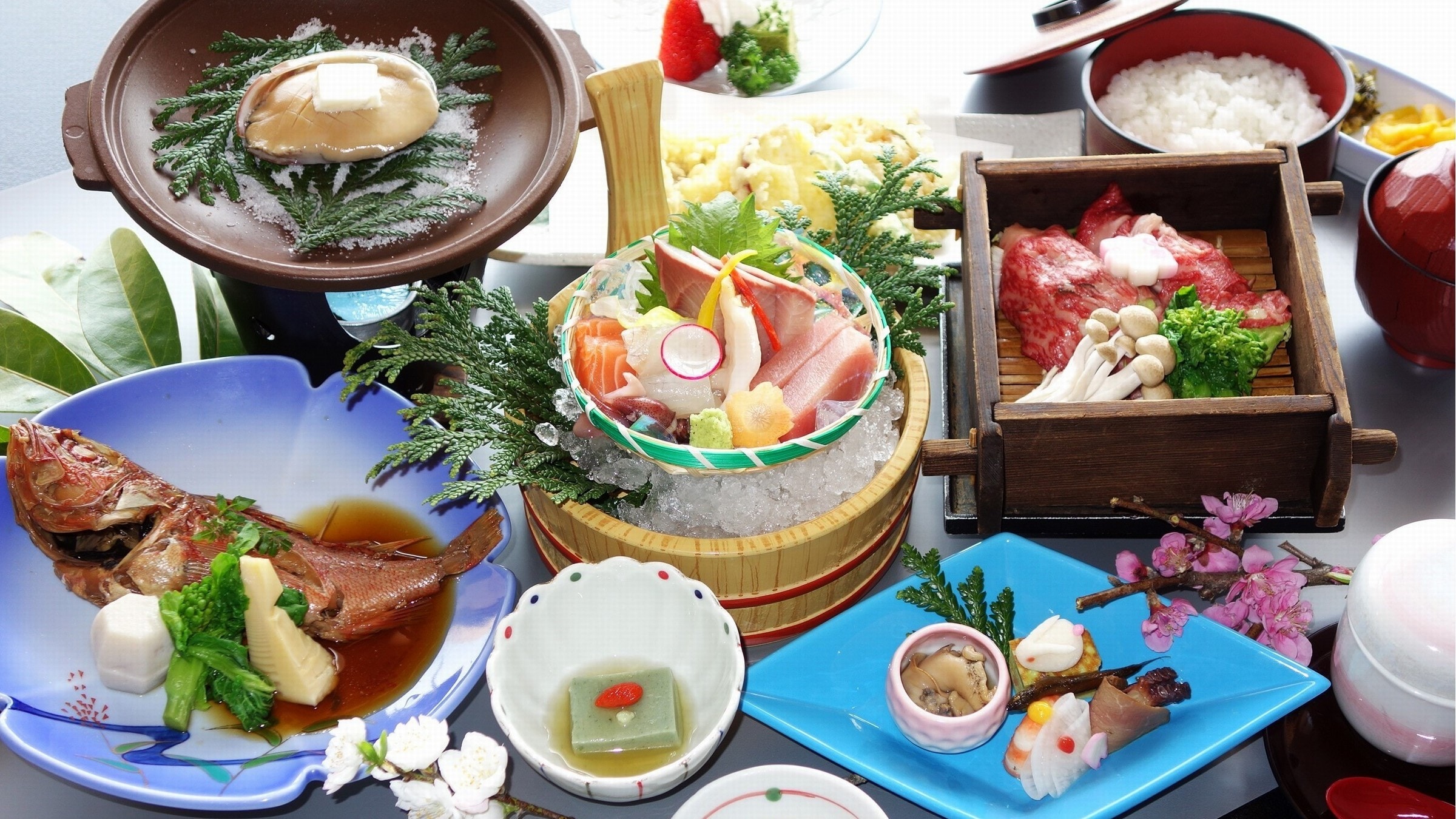 鮑&和牛蒸篭蒸し
