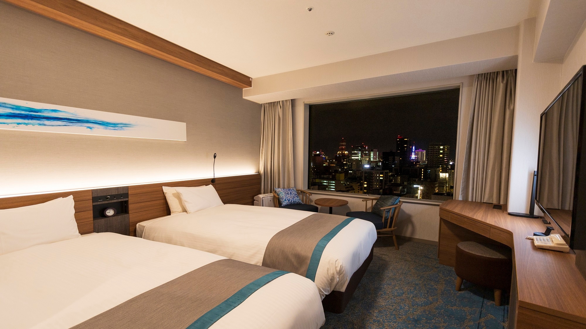 【高級雙床房（21㎡）】高級樓層（14～21樓）可以欣賞夜景。
