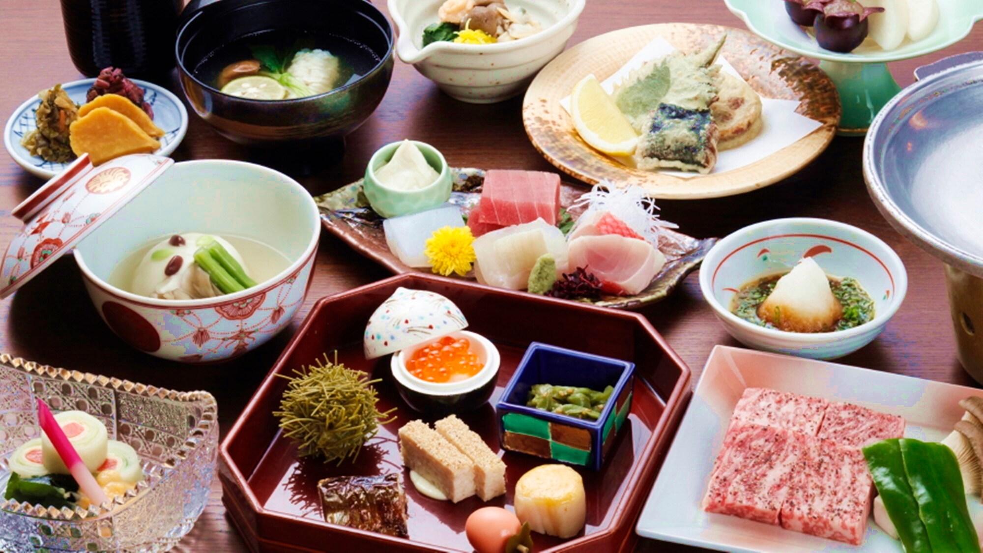 [Creative cuisine *Image] A creative kaiseki course meal featuring local Tochigi Wagyu beef and other seasonal ingredients.
