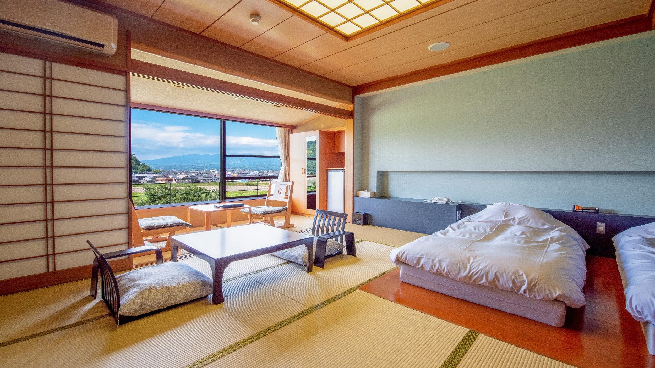 Two low beds in the standard Japanese-style room