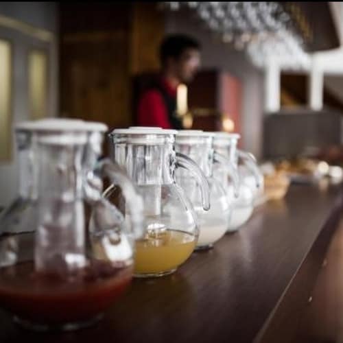 Fresh juices are available for breakfast.