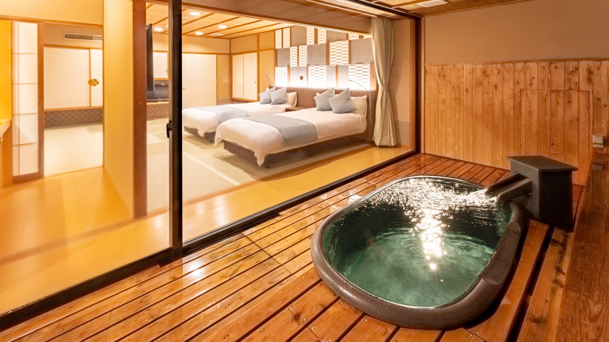 [Yuraku no Yakata Midori] Kamar bergaya Jepang-Barat dengan pemandian terbuka 60㎡