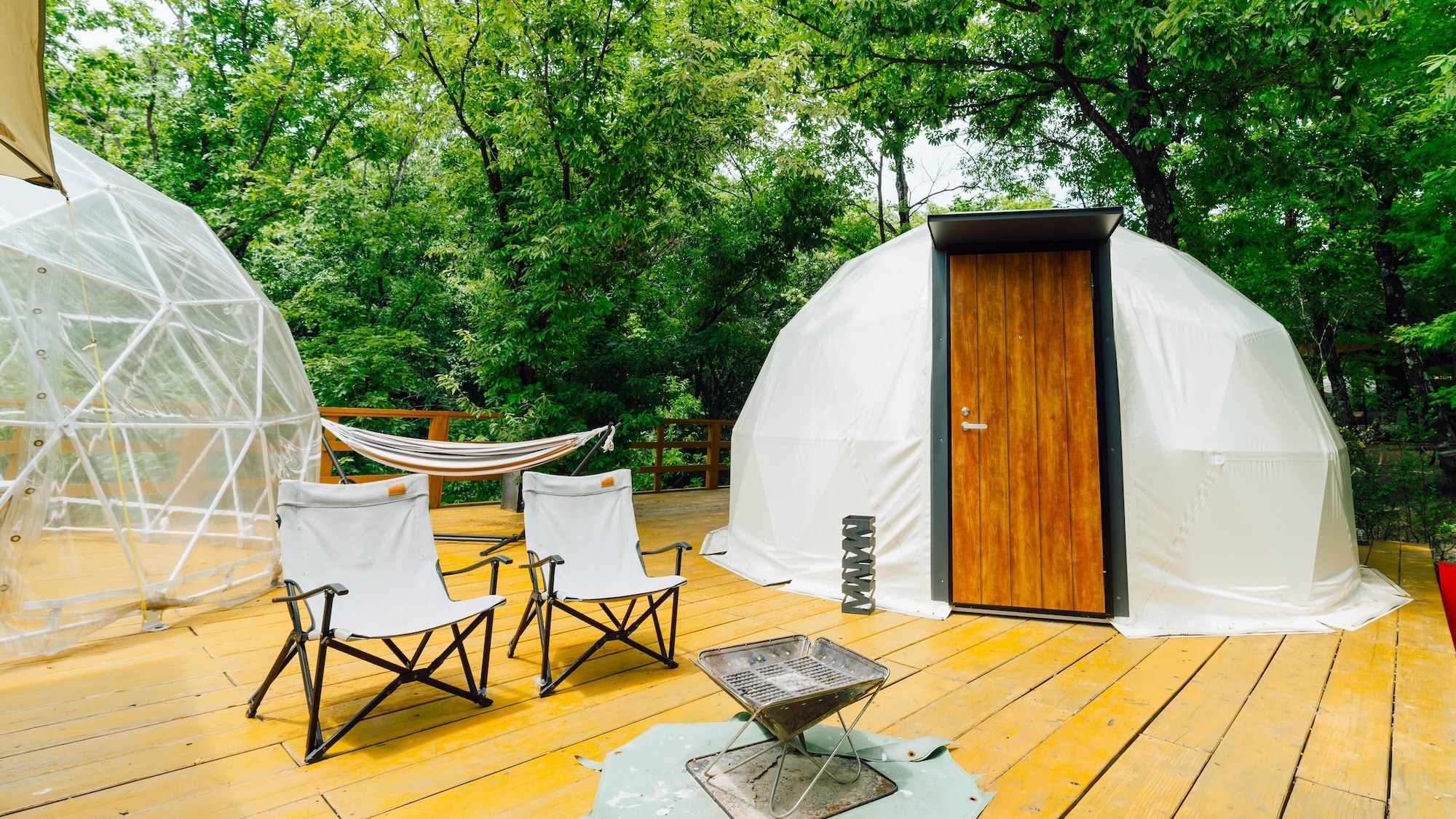 [Maximum 4 people] ②5m dome tent with open-air bath
