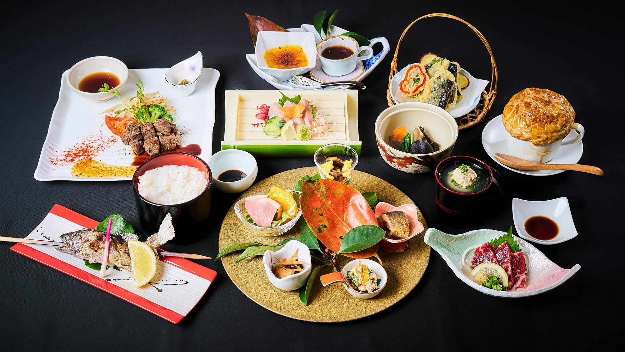 ・[Dinner example] Course meal including sashimi, grilled dishes, fried dishes, and main dishes. Enjoy local and seasonal ingredients.