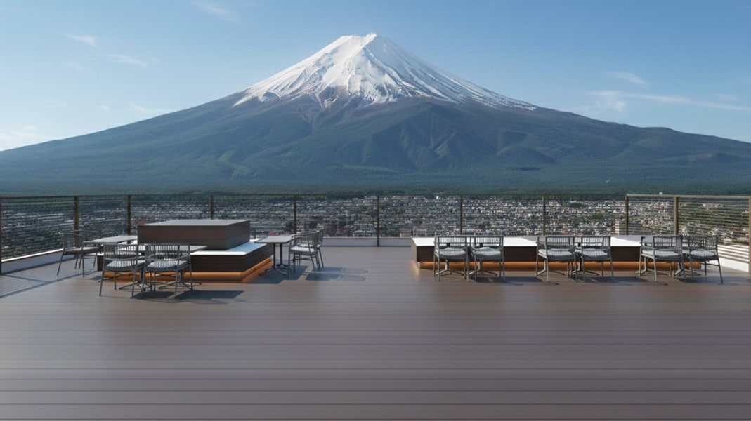 從屋頂露台看到的富士山。