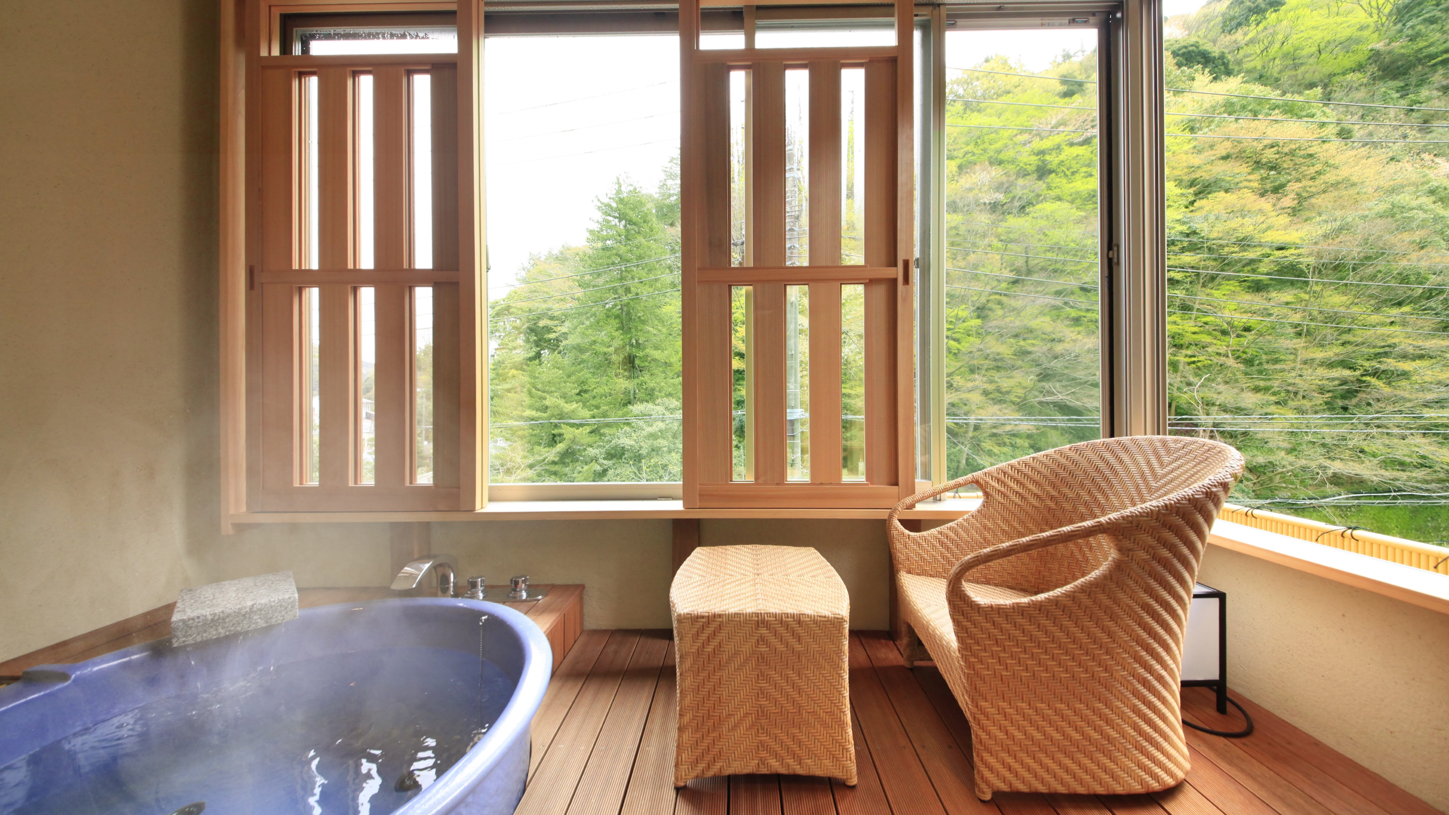 Western-style twin room with indoor hot spring bath