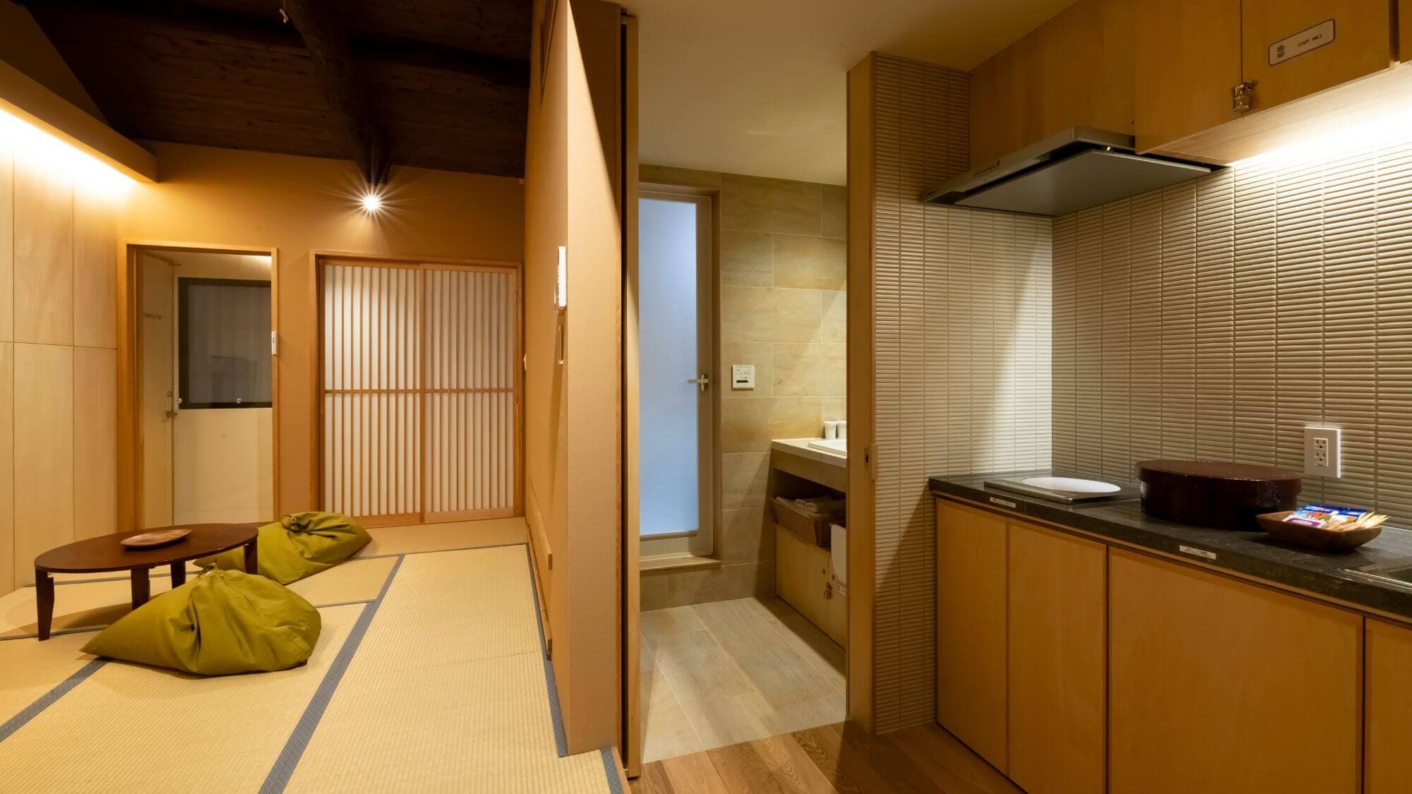 Living room and mini kitchen on the second floor
