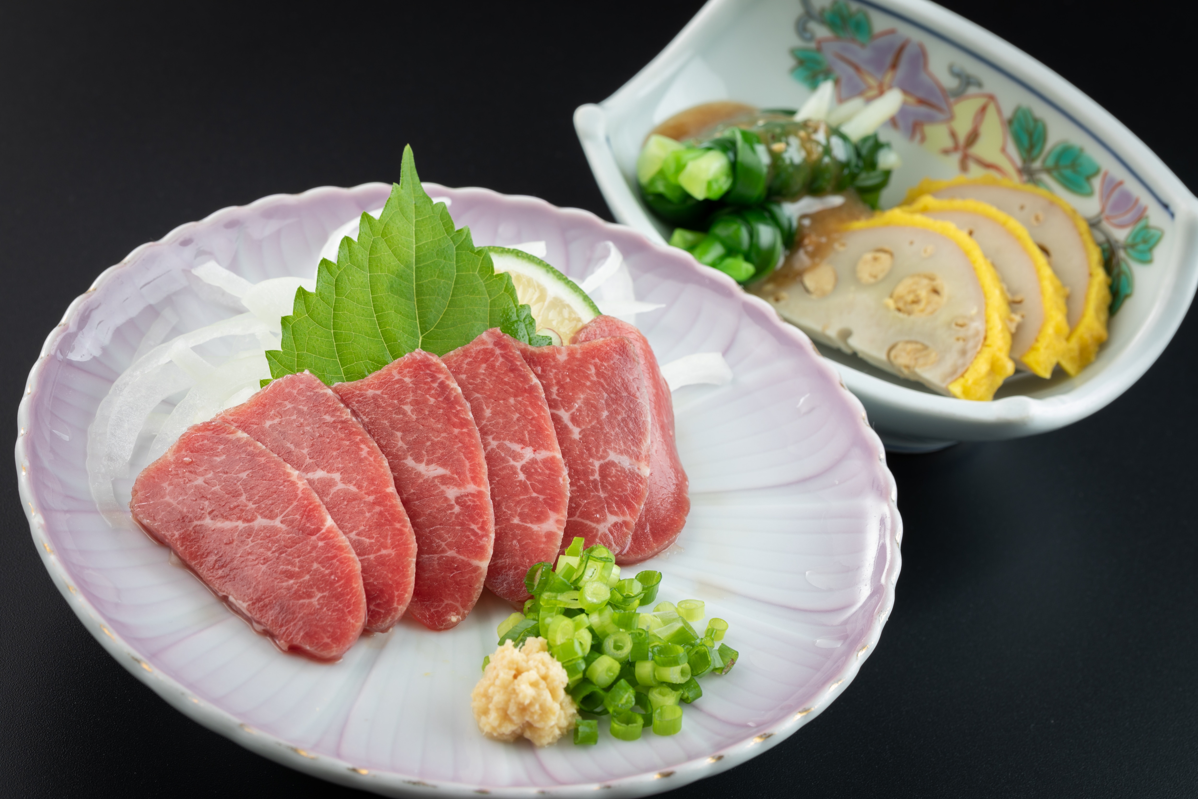 Kumamoto local cuisine ... horse sashimi, mustard lotus root