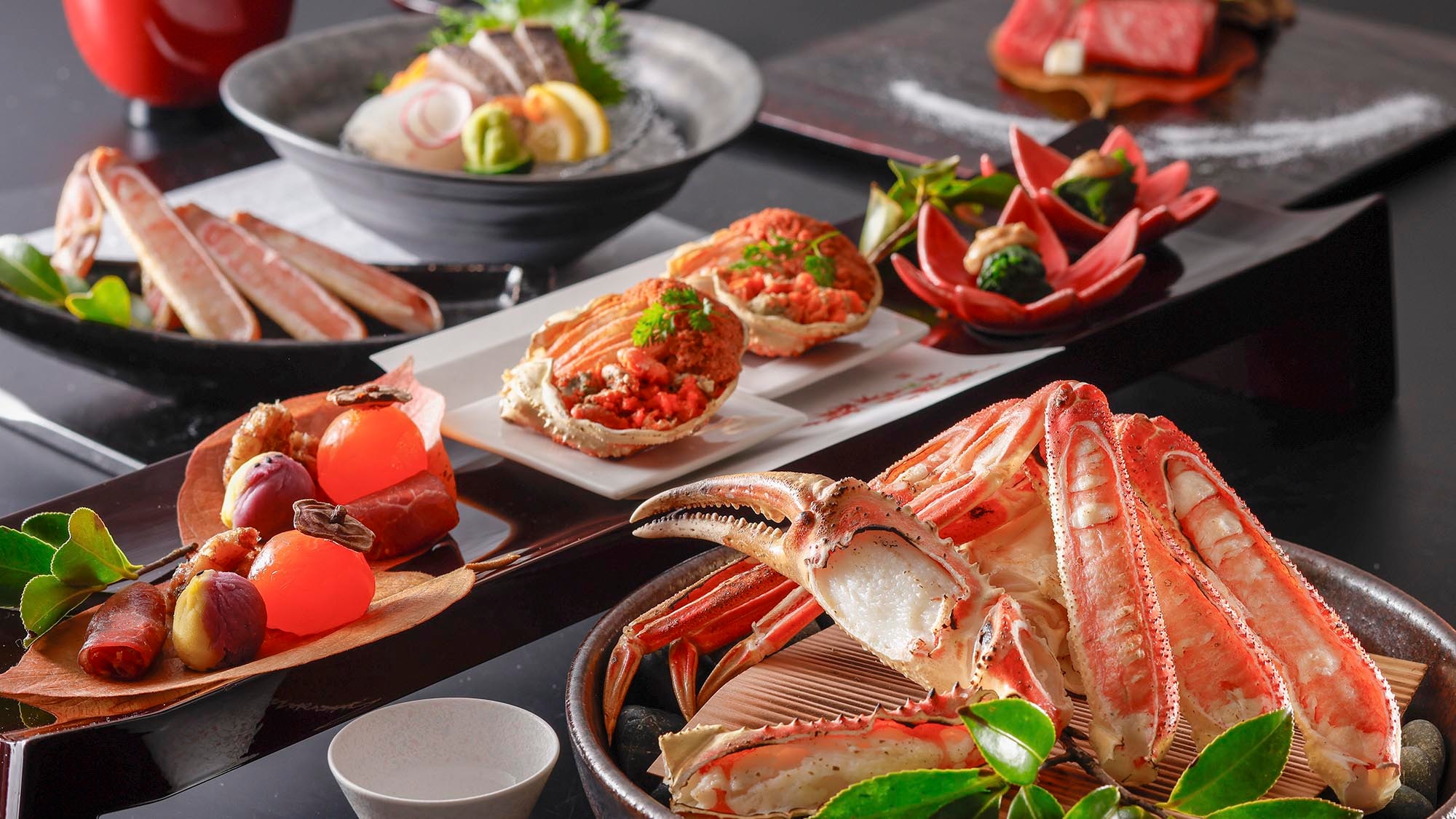 【저녁식사·겨울】흑모 일본소 게 게 회석[일례]