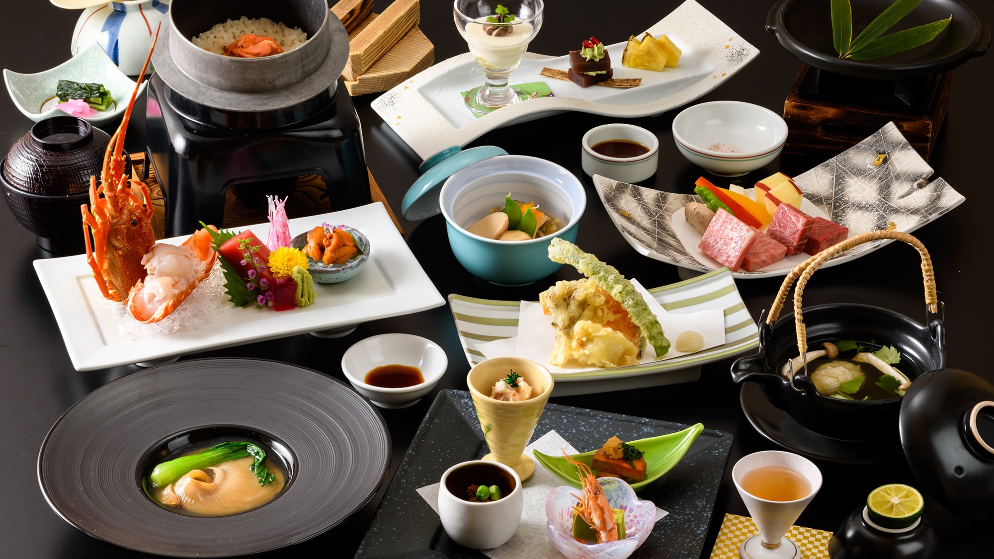 【升級懷石料理】信州特級石烤牛肉、龍蝦刺身、整隻紅燒魚翅