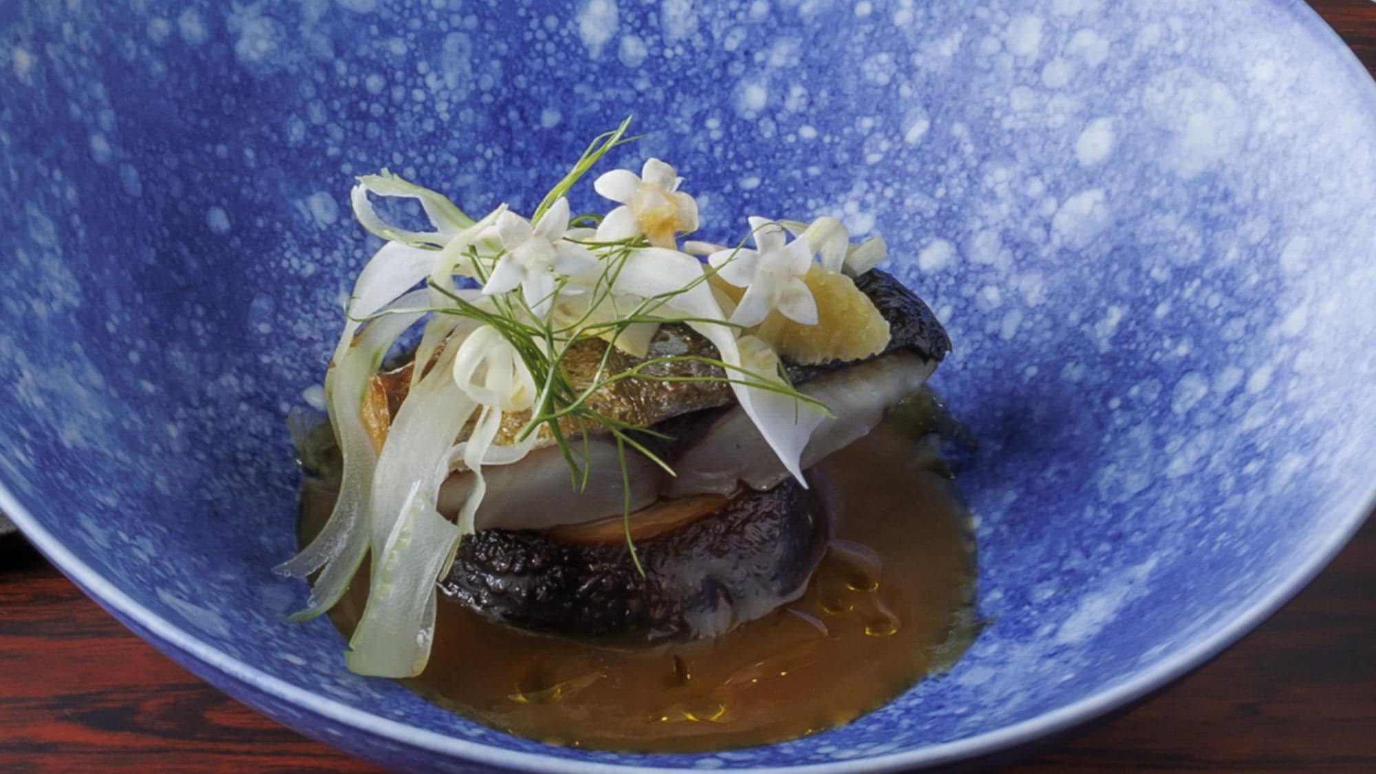 Summer creative French cuisine: Pan-fried fresh fish of the day from the fish market