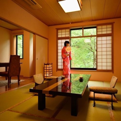 ◆ No smoking ◆ [New building special room (river side)] Semi-open-air guest room "Kyou" / Japanese-style room 8 tatami mats + Western-style room