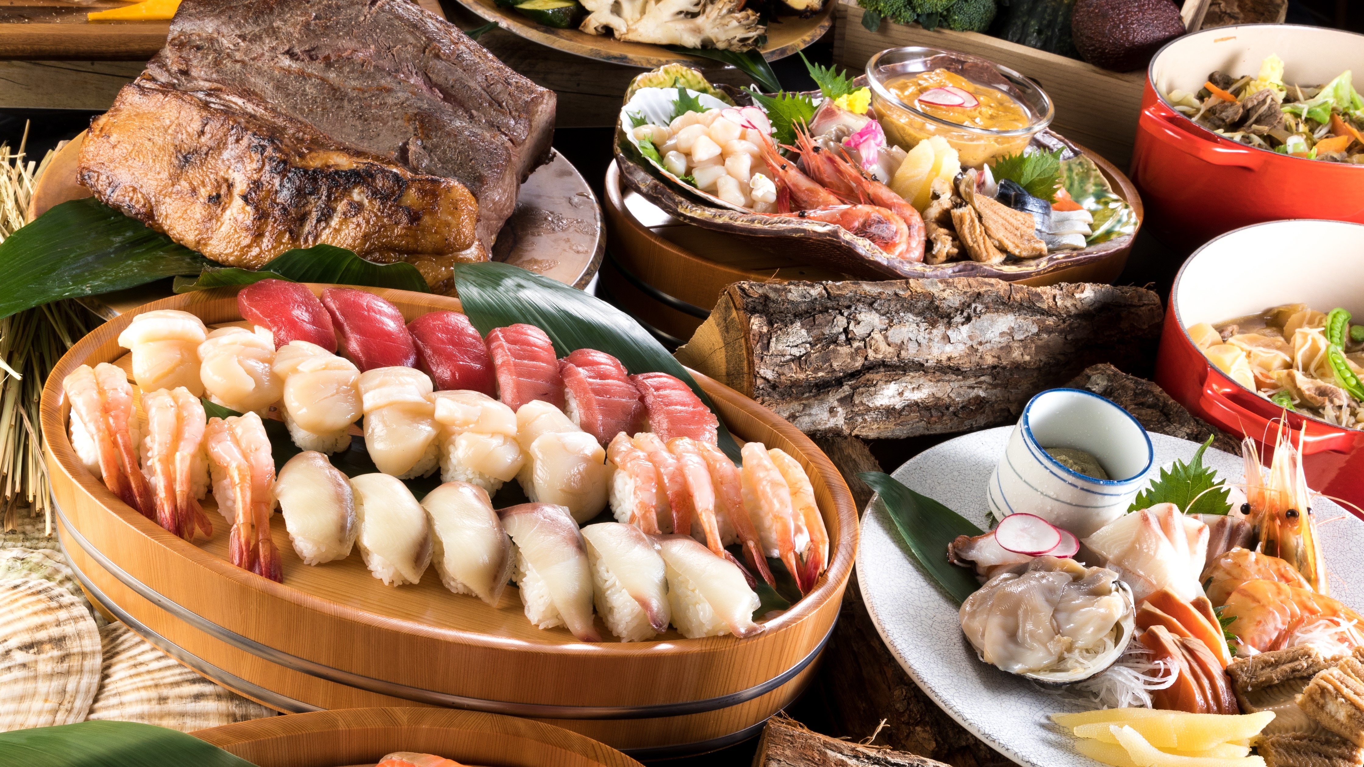 Buffet with abundant fresh seafood