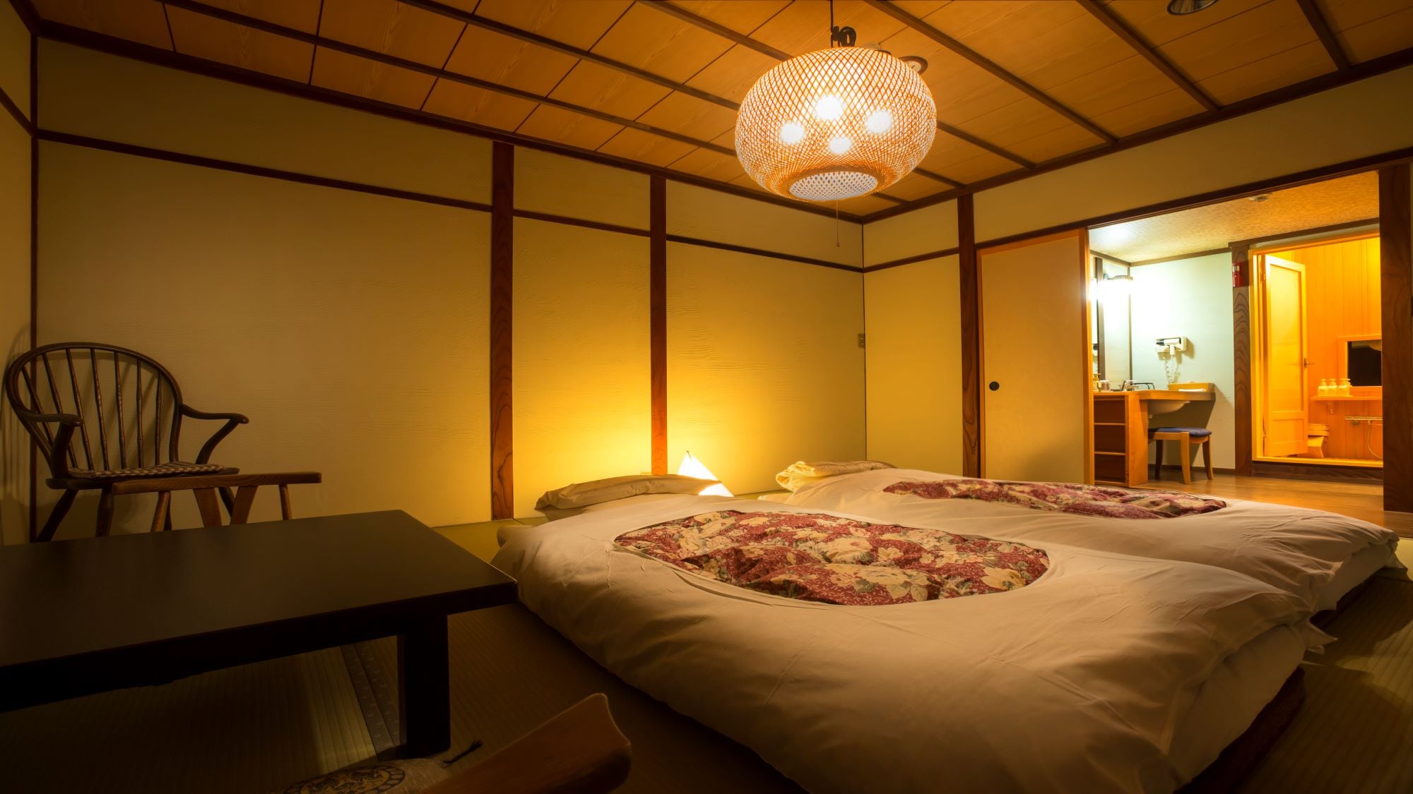 Maisonette style room with open-air bath, futon type