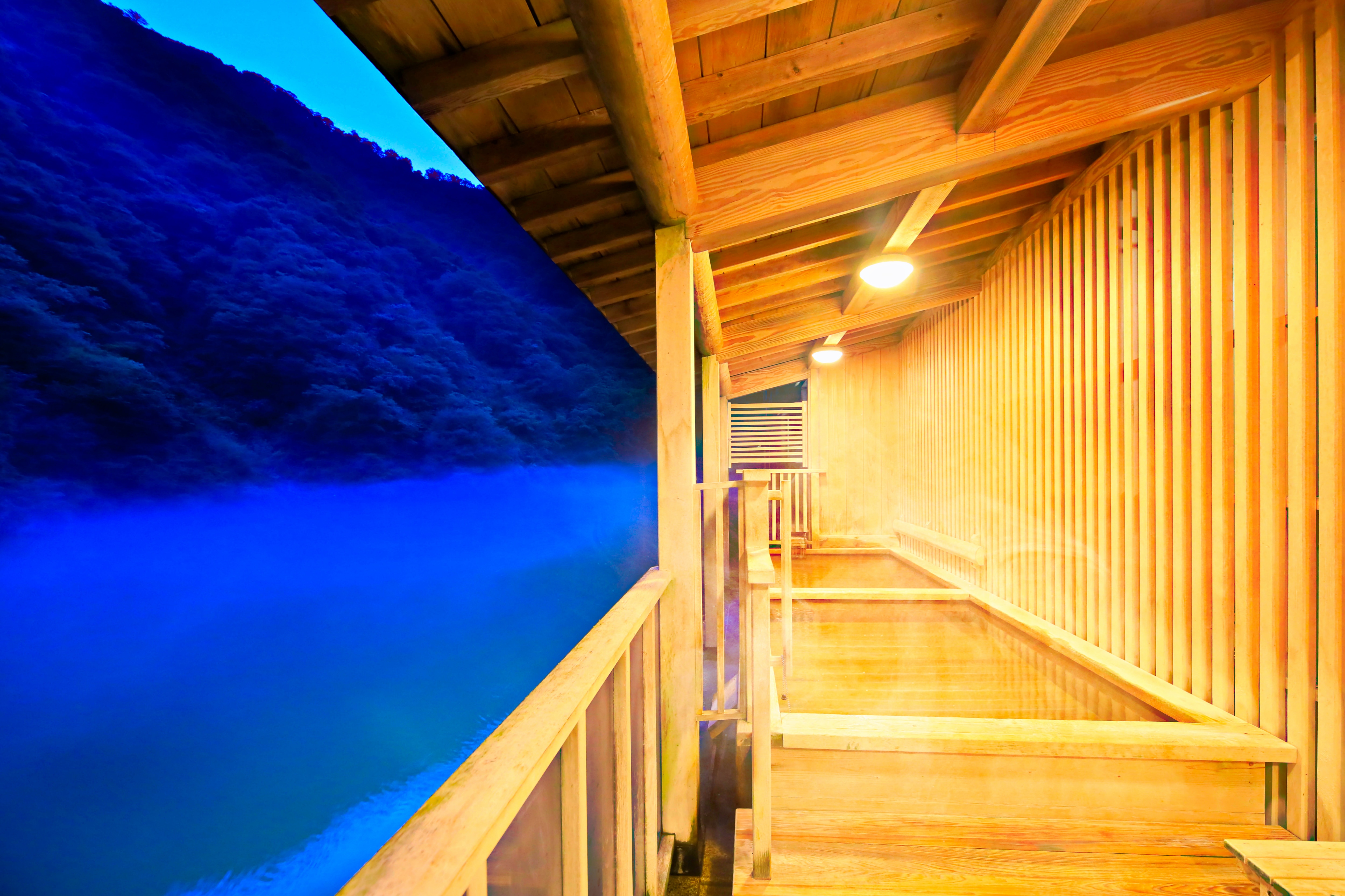 Man: The night view from the terrace bath