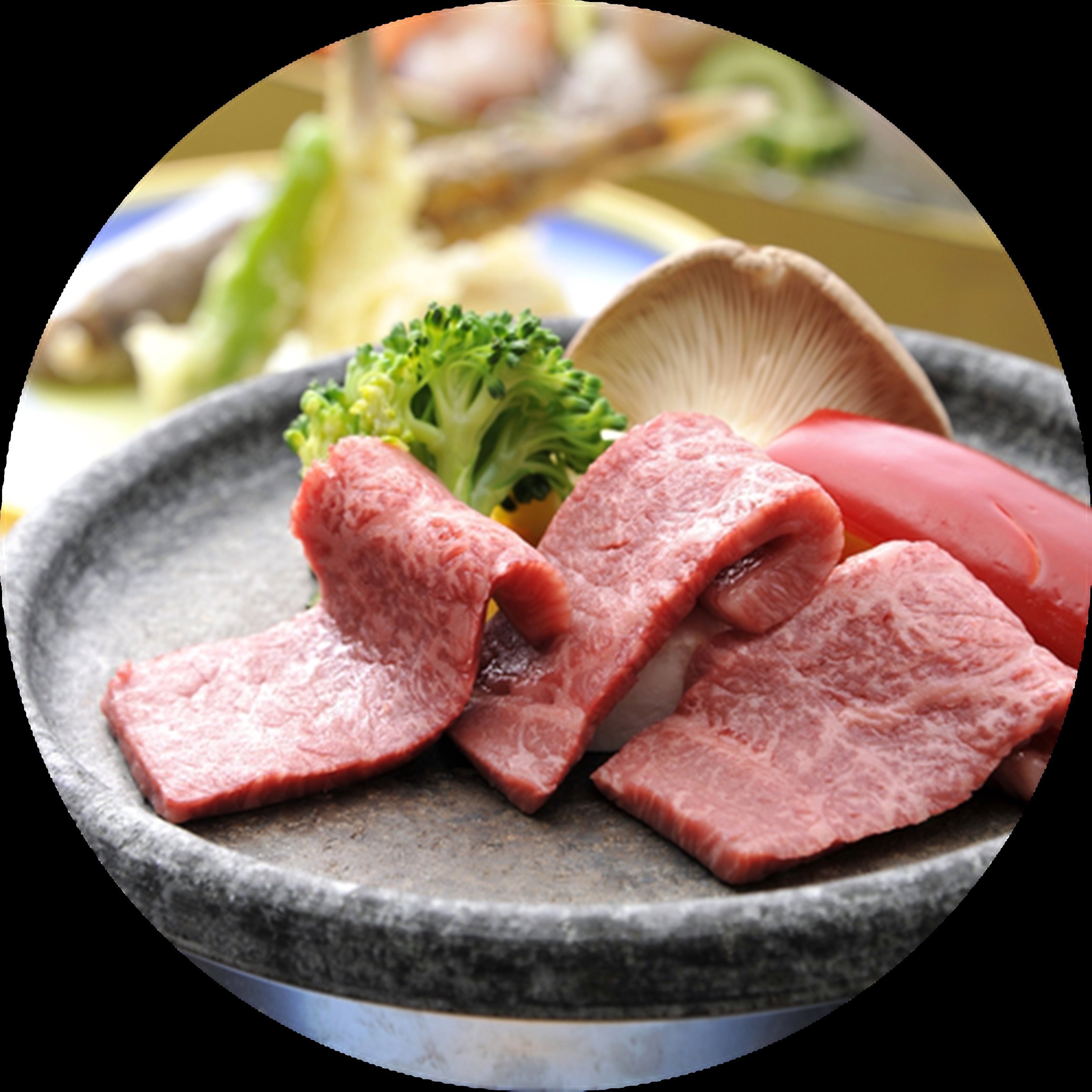 Hitachi beef stone grilled for plan table