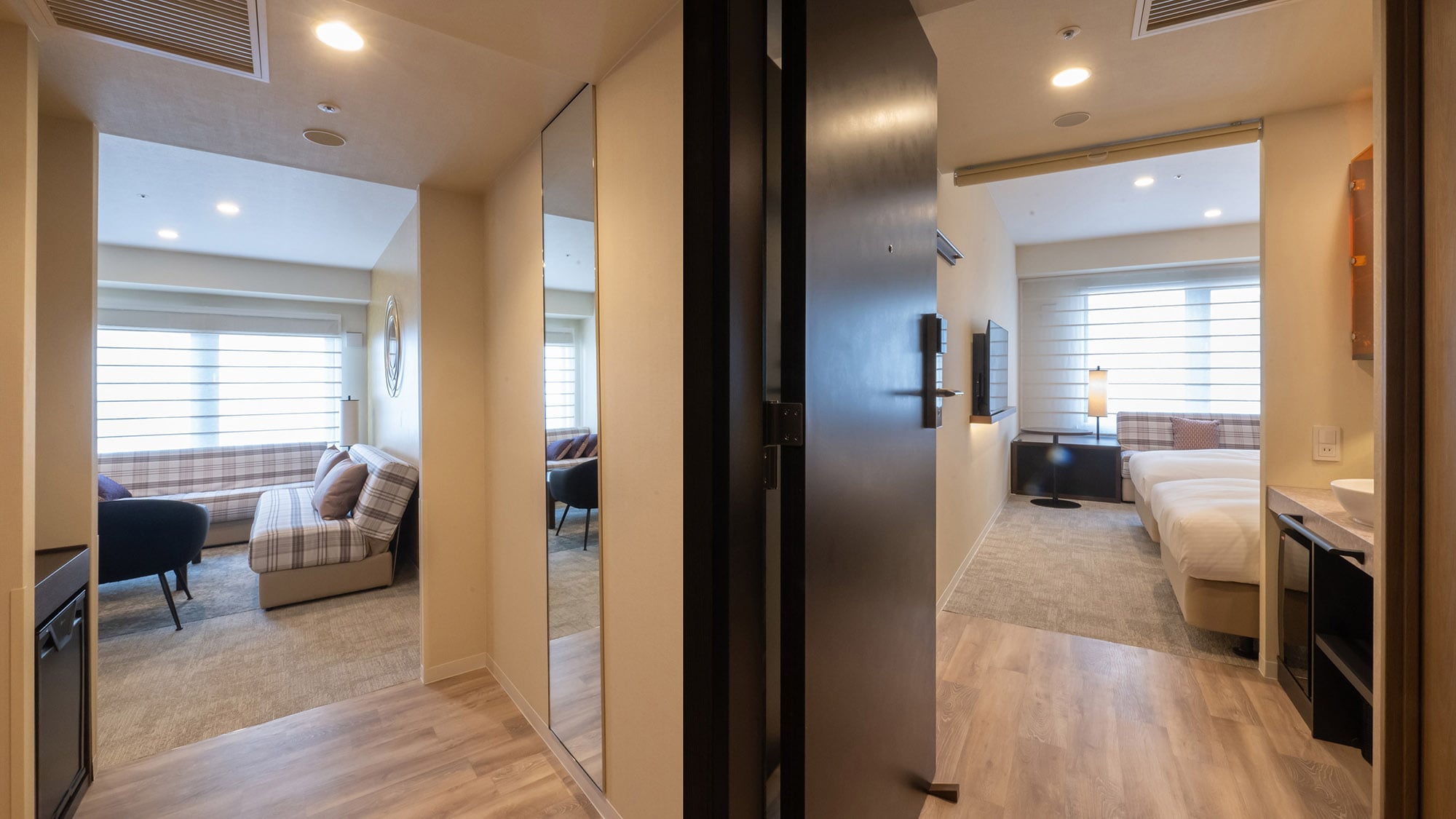 [Connecting Room (Toji Temple View)] Two adjacent twin rooms can be connected to accommodate up to seven guests.