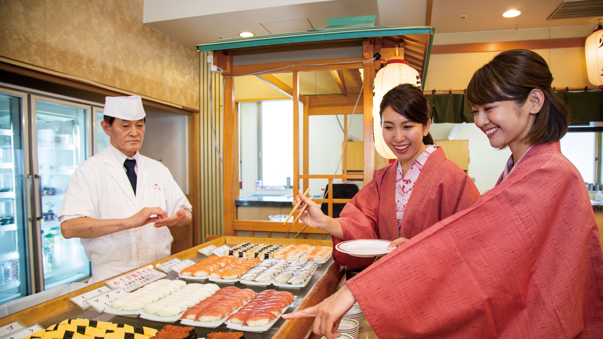 *[Buffet image] Sushi corner. Our chefs make sushi with all their heart.