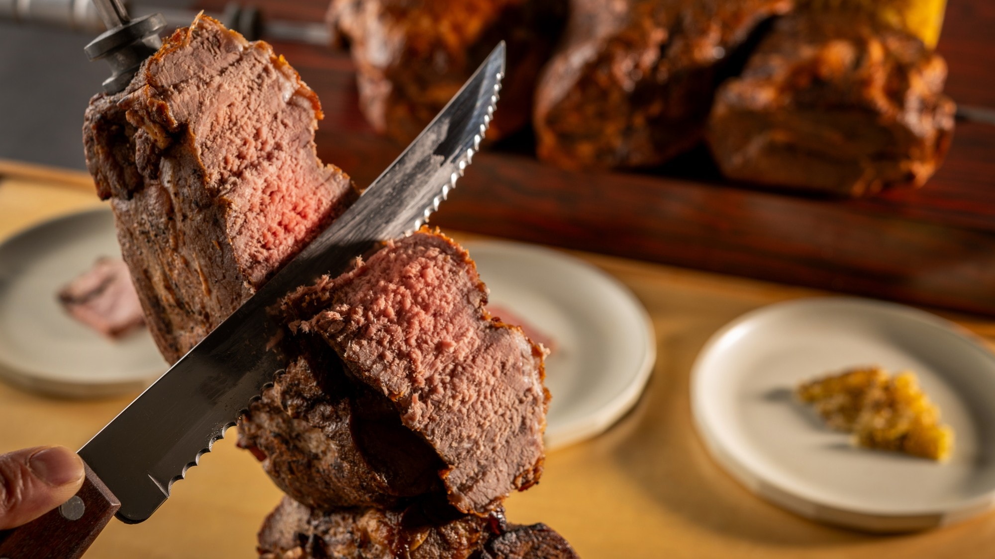 Exquisite churrasco cut up on the spot by the chef